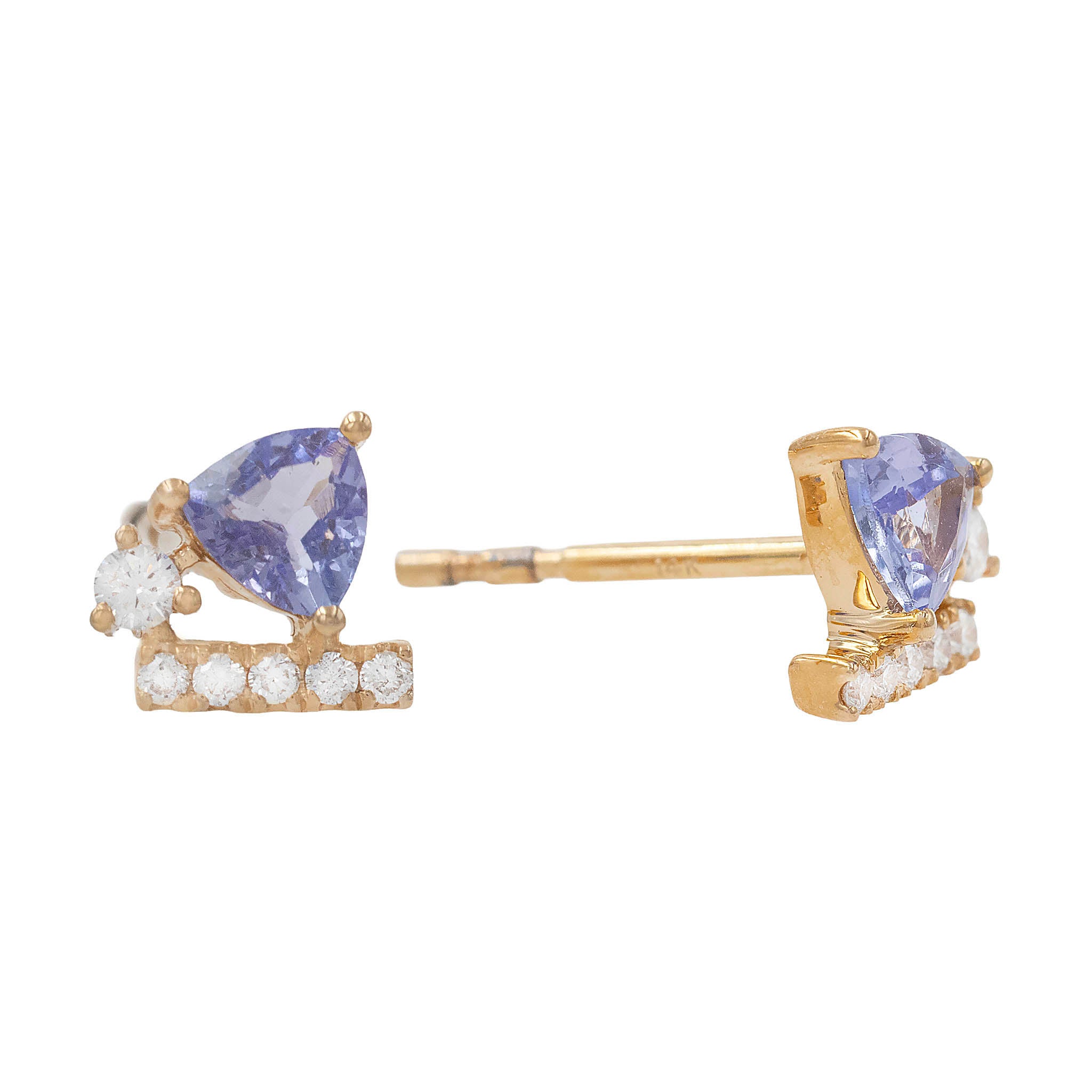 Tanzanite And Diamond Contemporary Stud Earrings