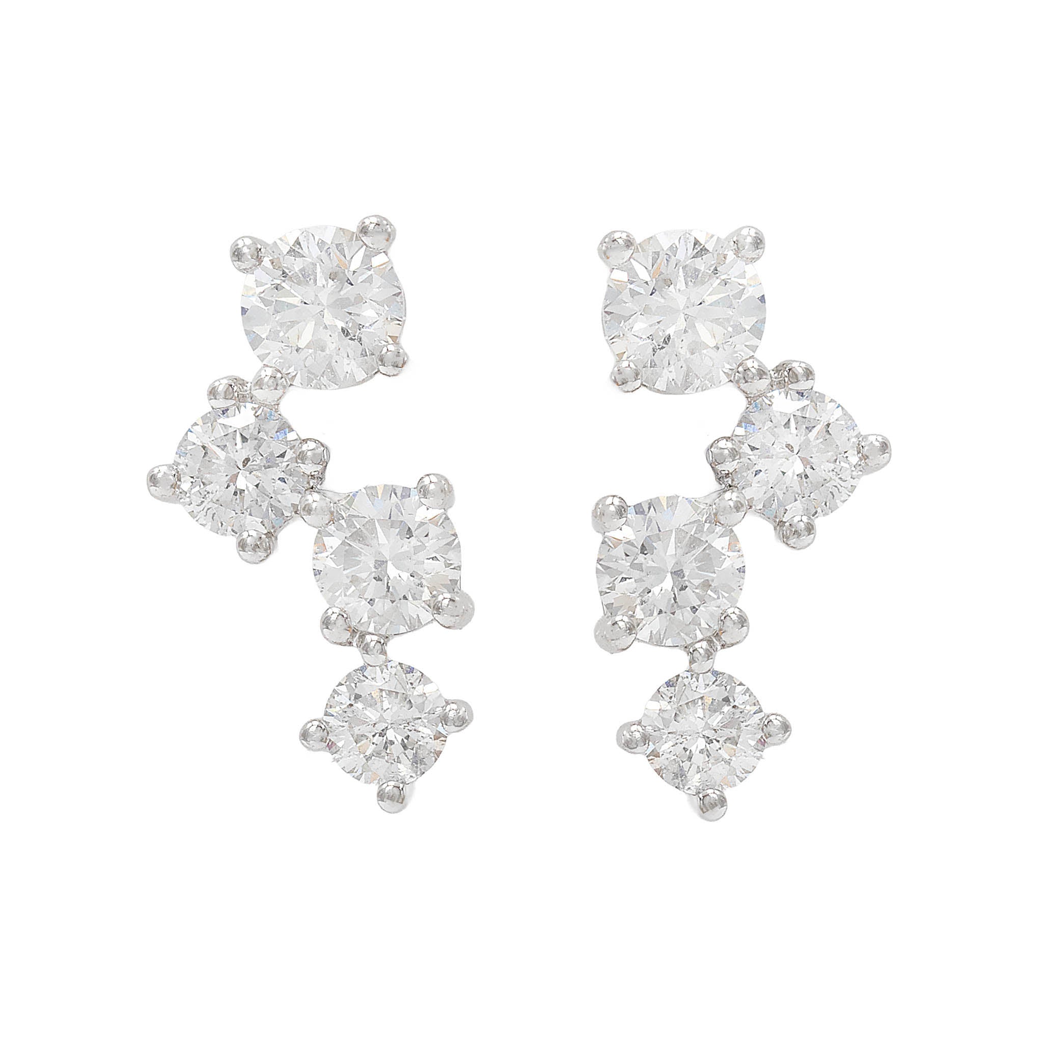 Scattered Round Diamond Stud Earring
