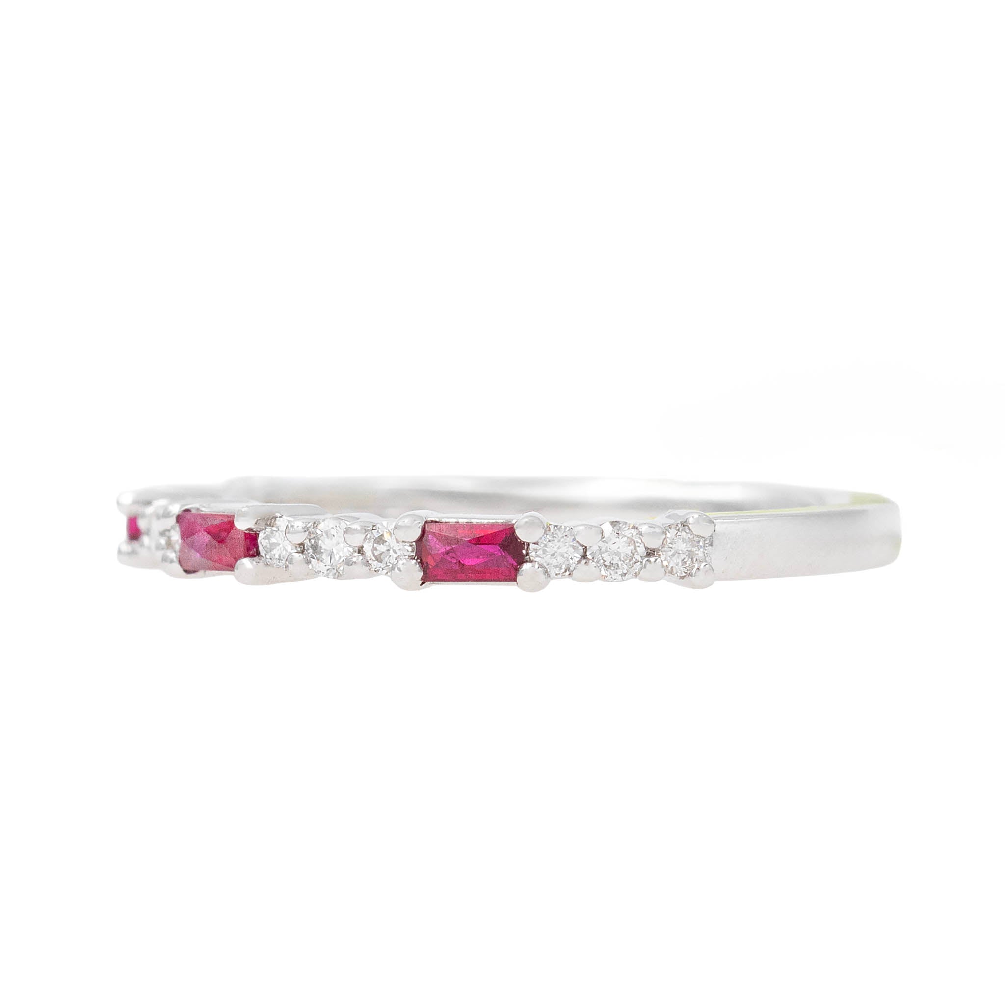 Baguette Ruby And Round Diamond Band