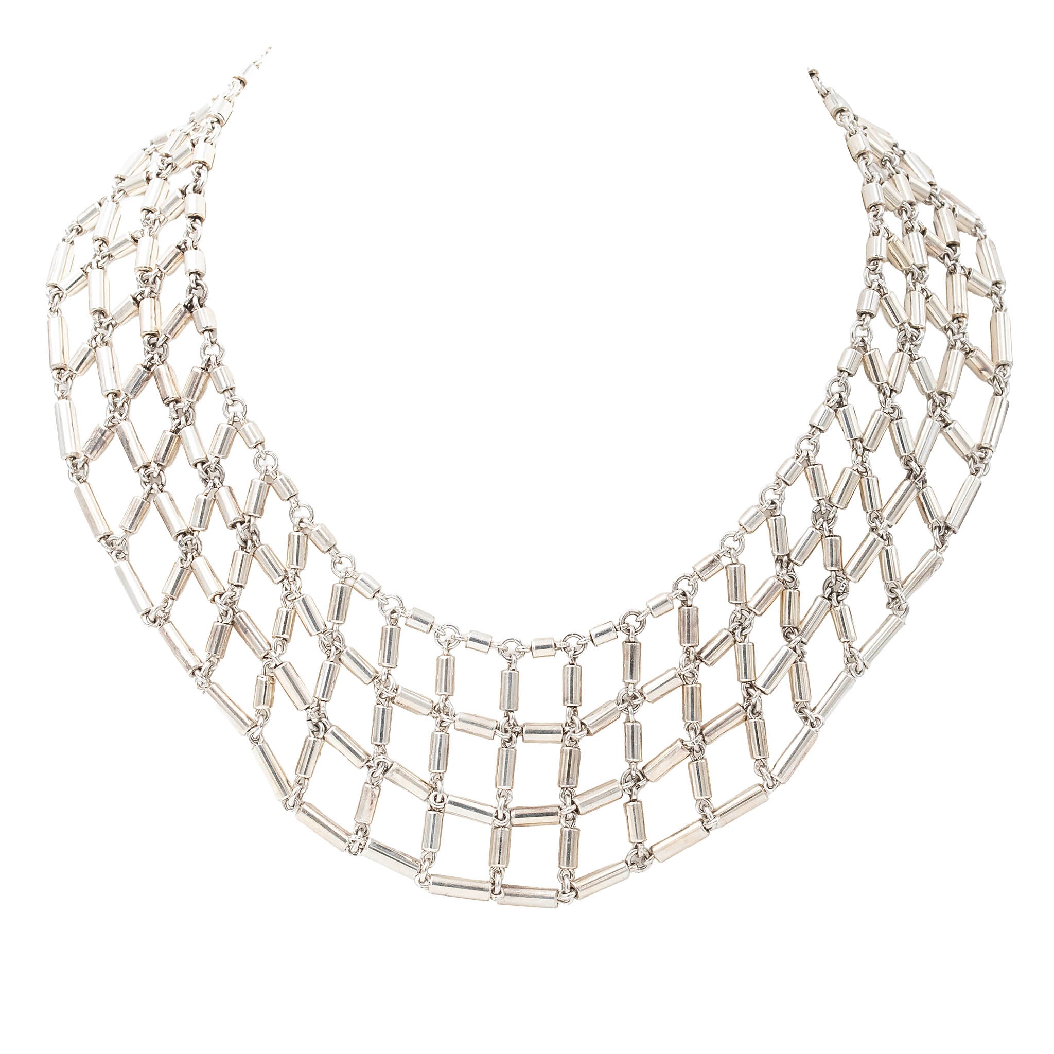 Oversized Vintage Silver Collar Necklace