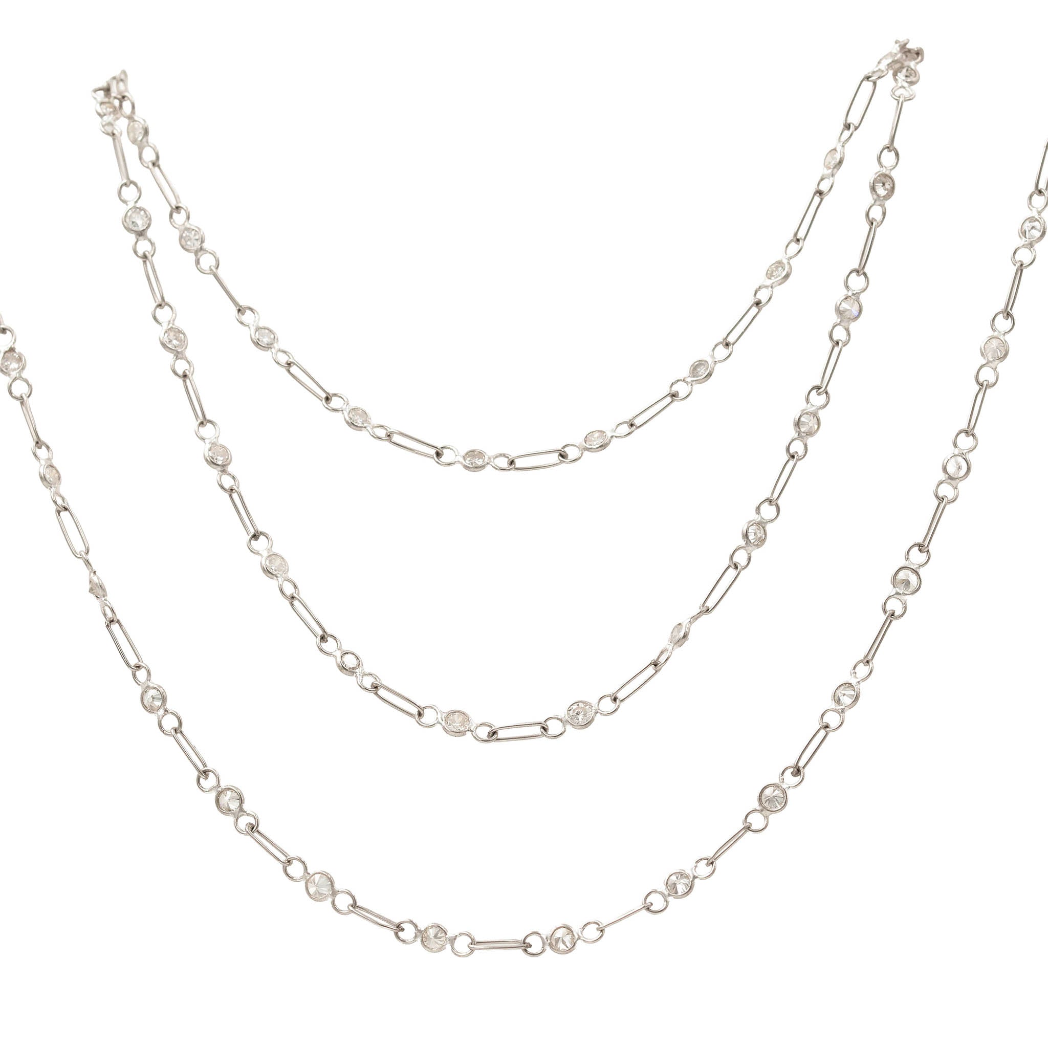 Handmade Platinum And Diamond Long Chain