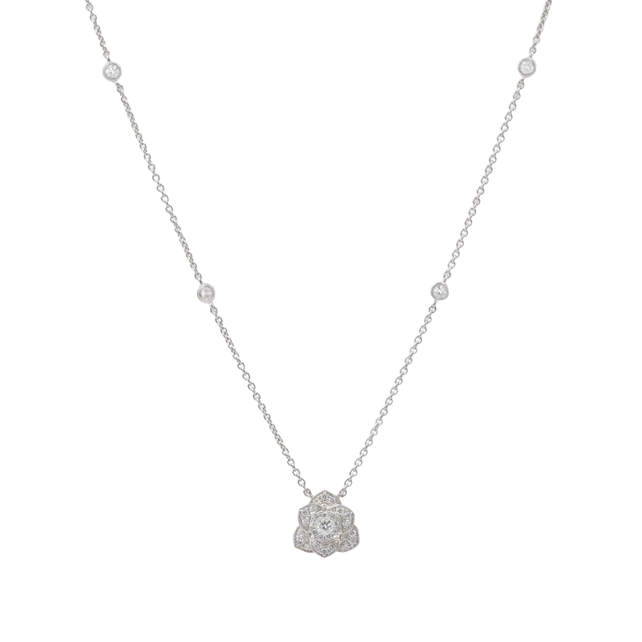 Dimensional Diamond Flower Pendant