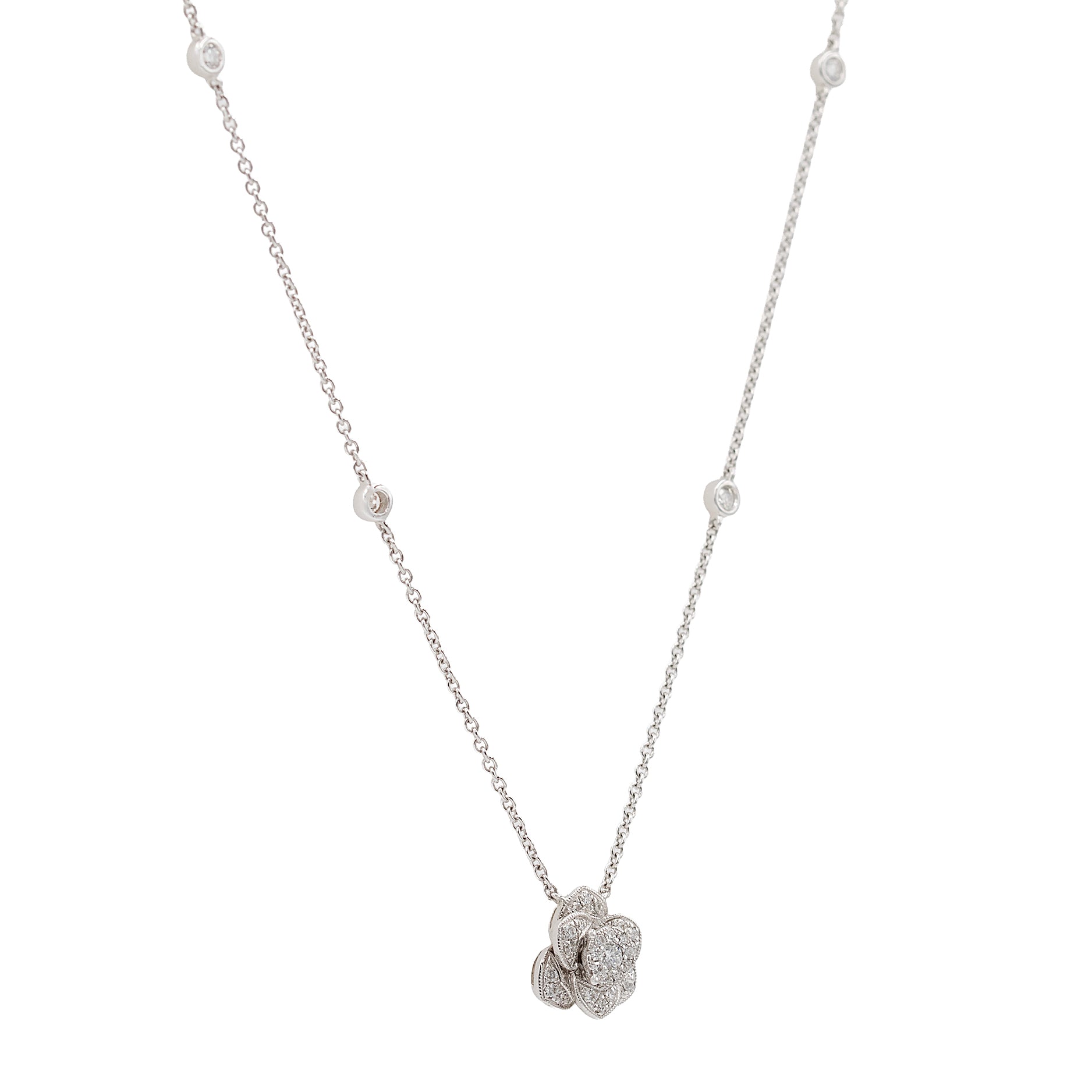 Dimensional Diamond Flower Pendant