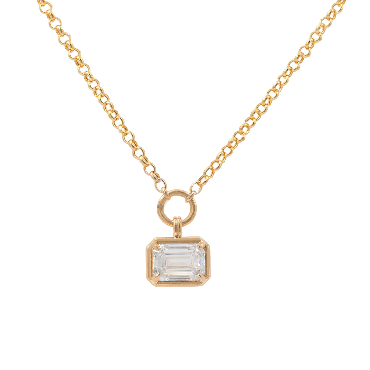 Emerald Cut Lab Grown Diamond In Vintage Style Bezel