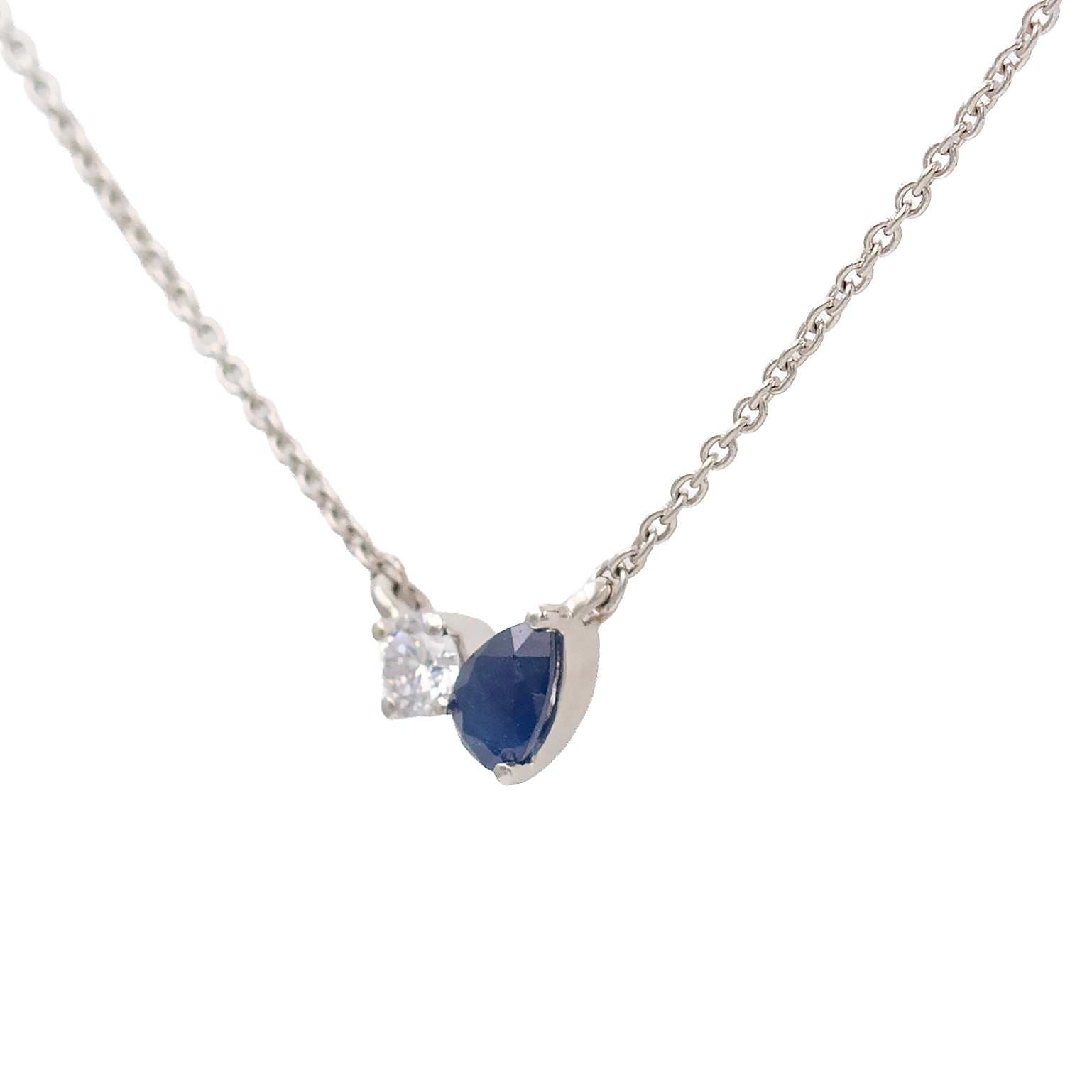 Pear Sapphire And Round Diamond Toi Et Moi Pendant Necklace