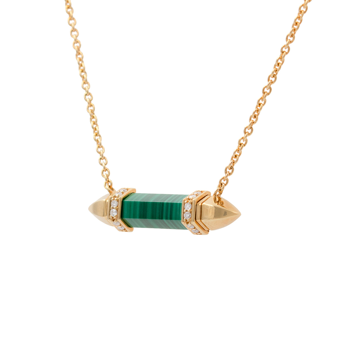Malachite Bar Pendant With Diamonds