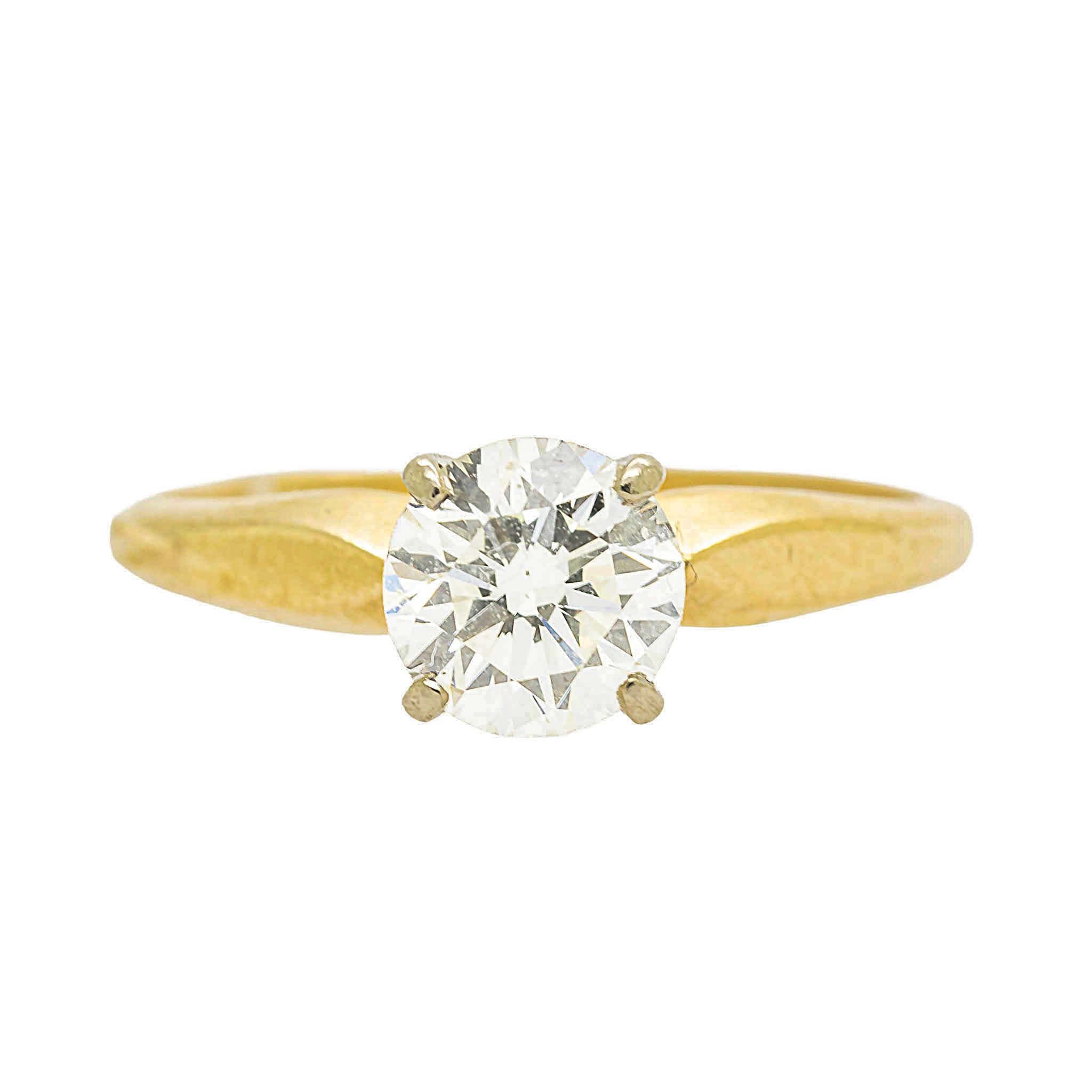 Round Diamond Solitaire Engagement Ring In Yellow Gold