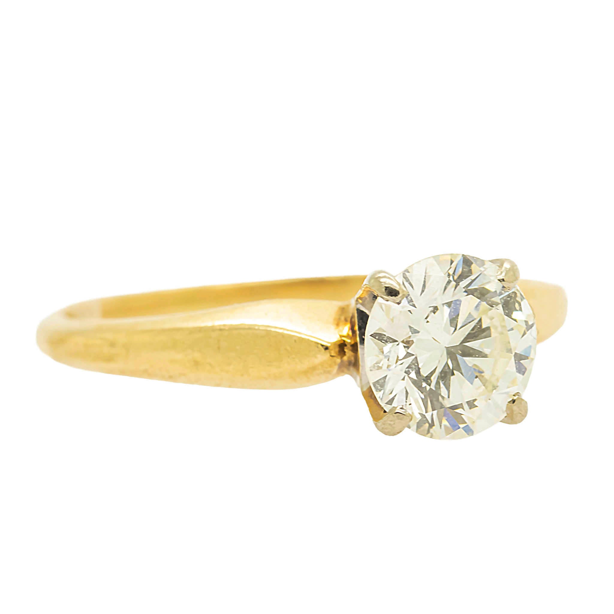 Round Diamond Solitaire Engagement Ring In Yellow Gold