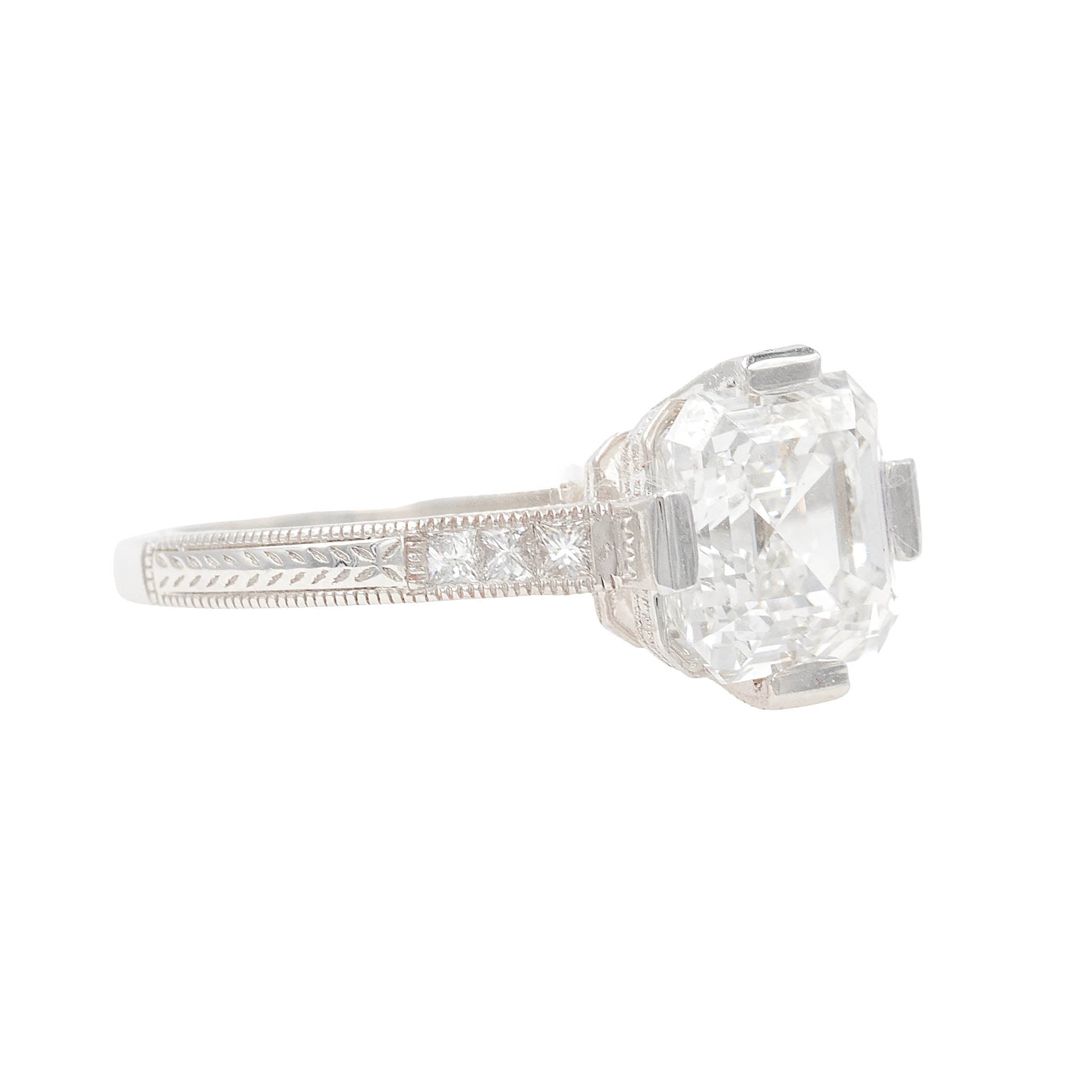 Asscher Cut Lab Grown Diamond Engagement Ring