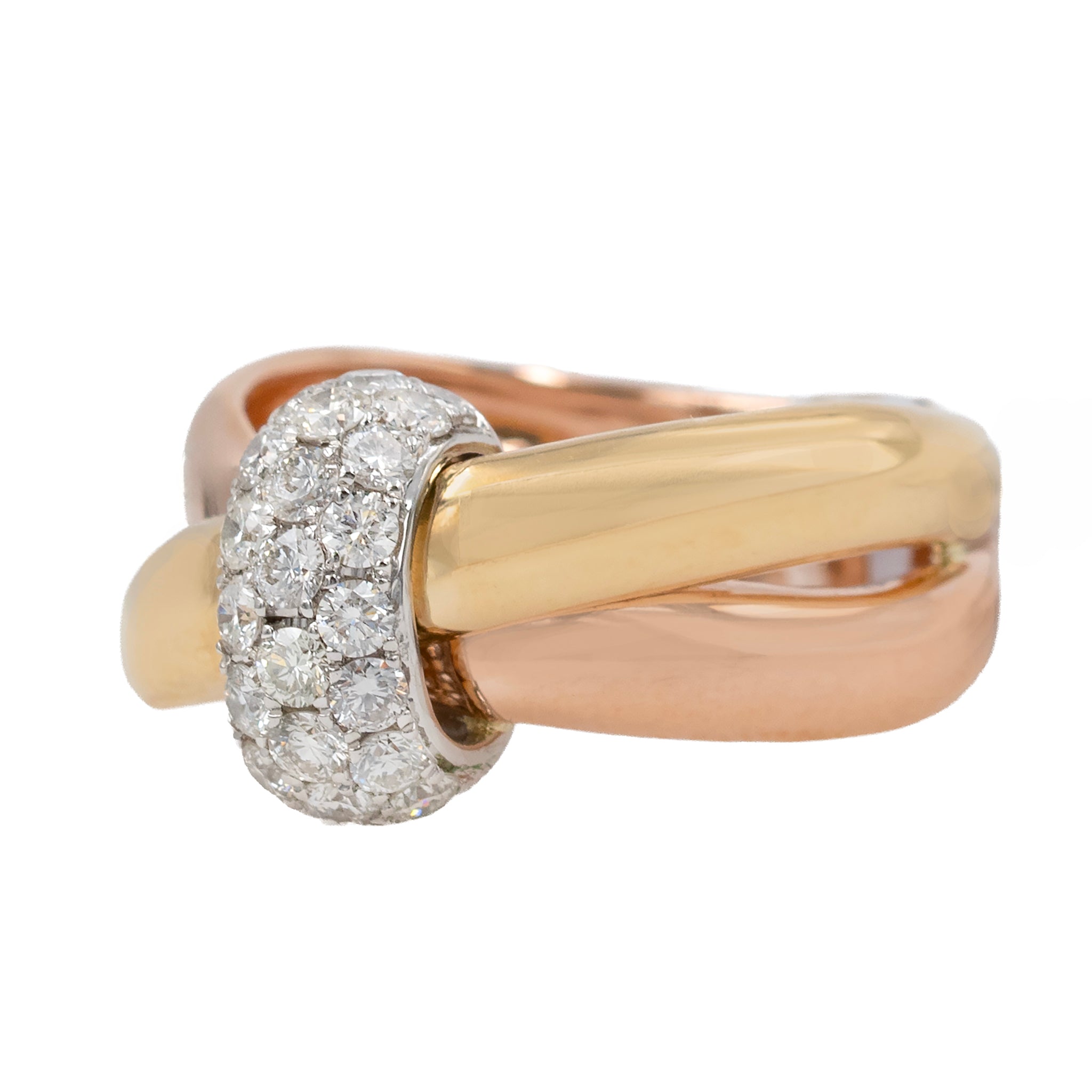 Tricolor Overlap Band With Diamonds