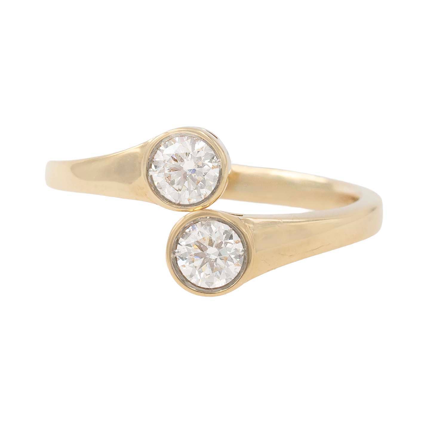 Round Diamond Edged Bypass Ring