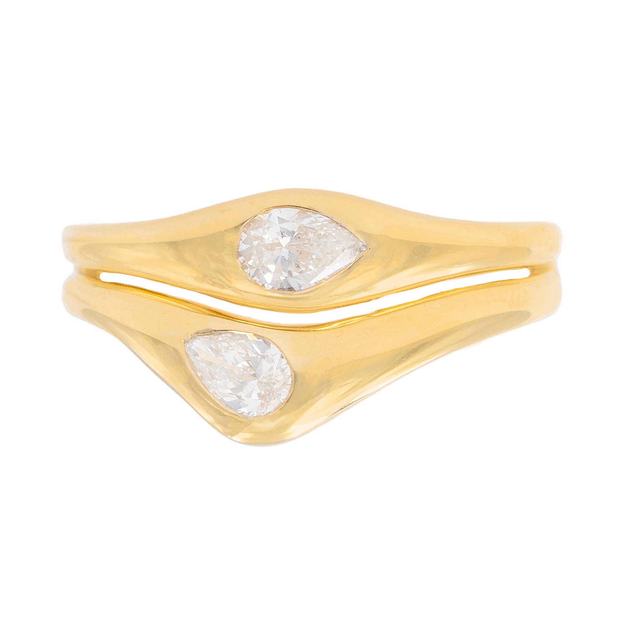 Wavy Flush Set Diamond Band Ring