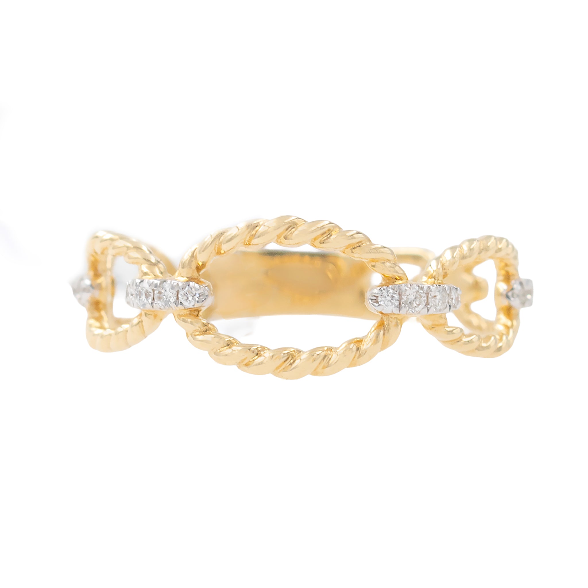 Openwork Cable Band Ring With Diamonds