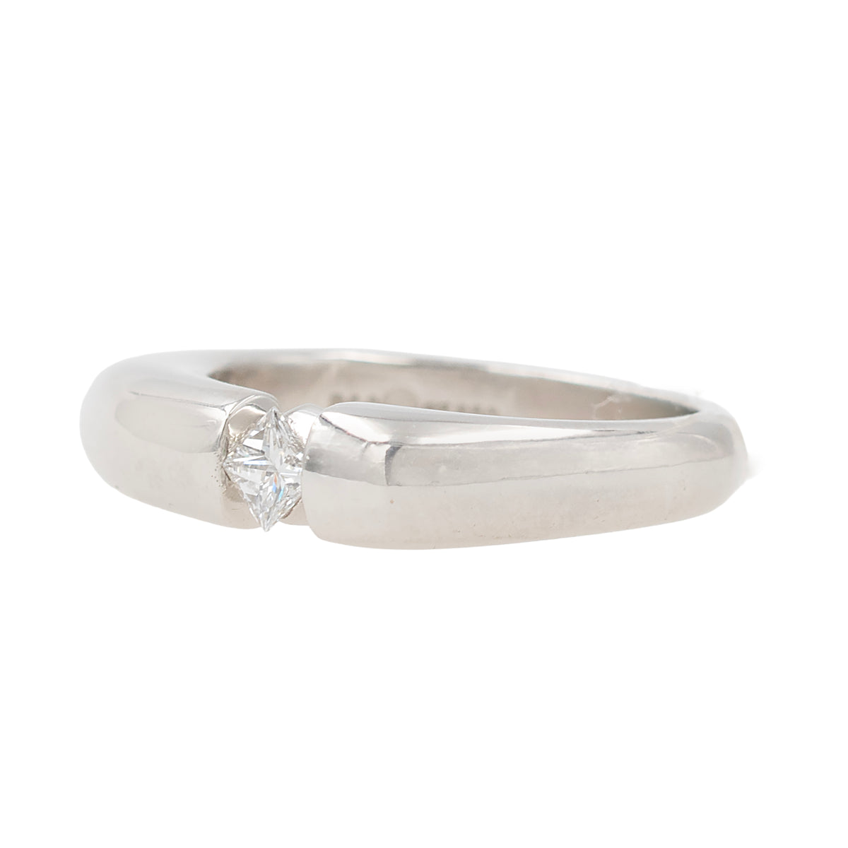 Platinum Squared Band With Tension Set Princess Cut Diamond