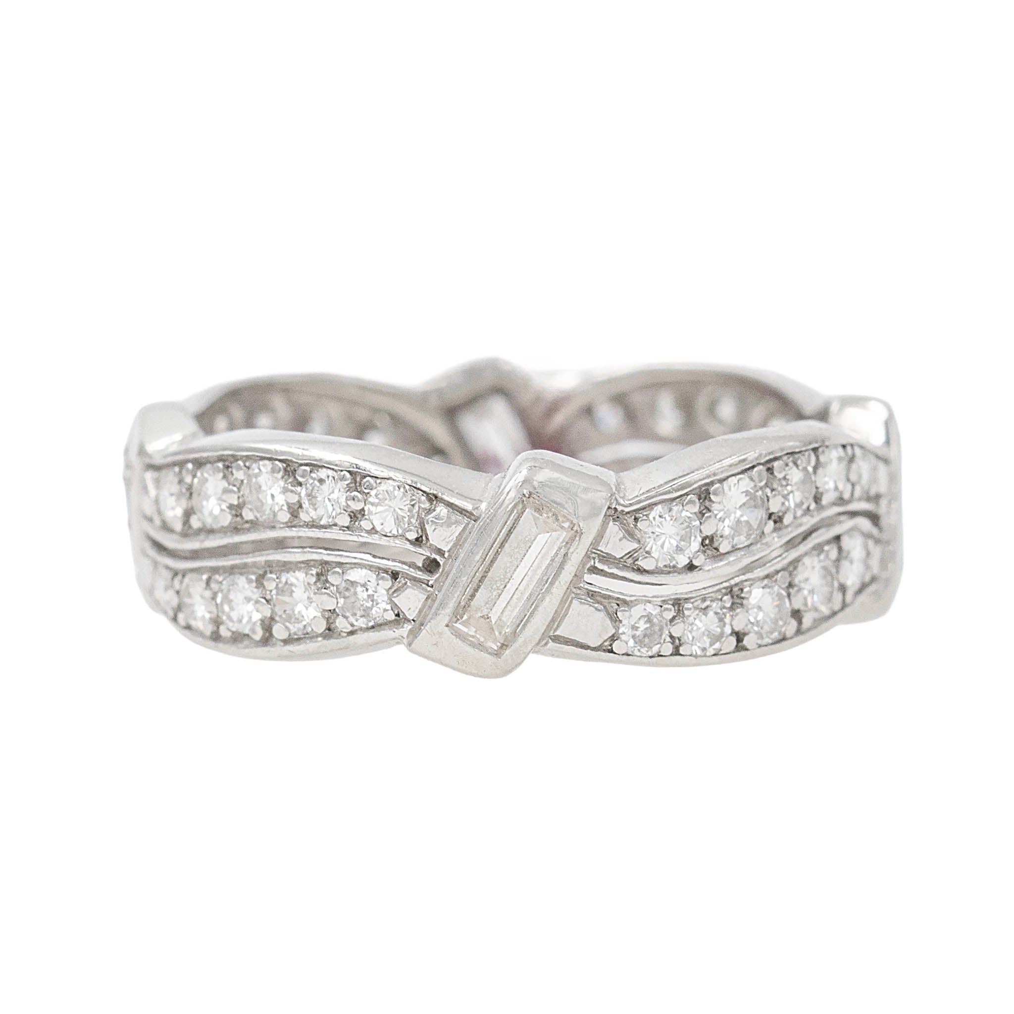 Baguette And Round Diamond Estate Eternity Band In Platinum