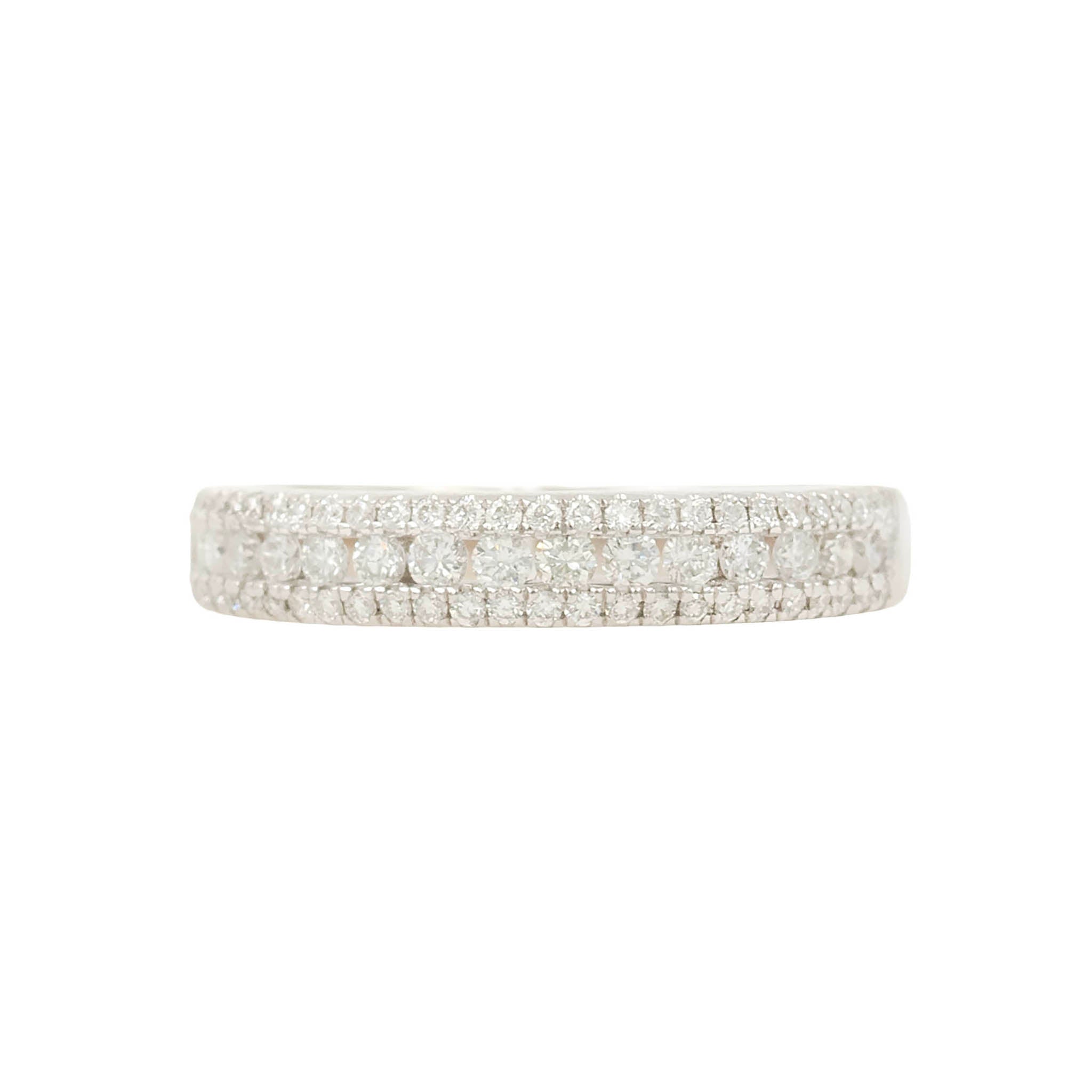 Triple Row Round Diamond Band In White Gold