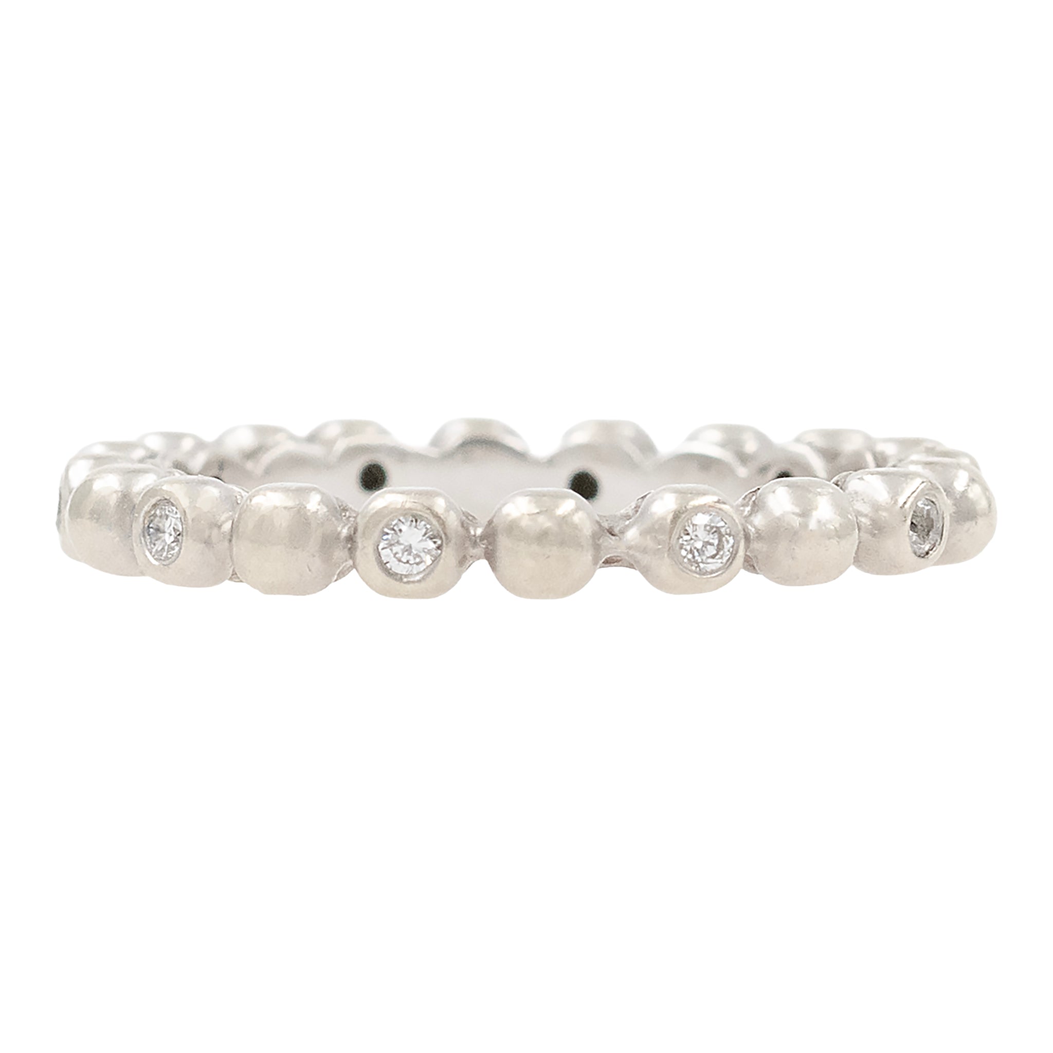 White Gold Bubble Band With Diamonds