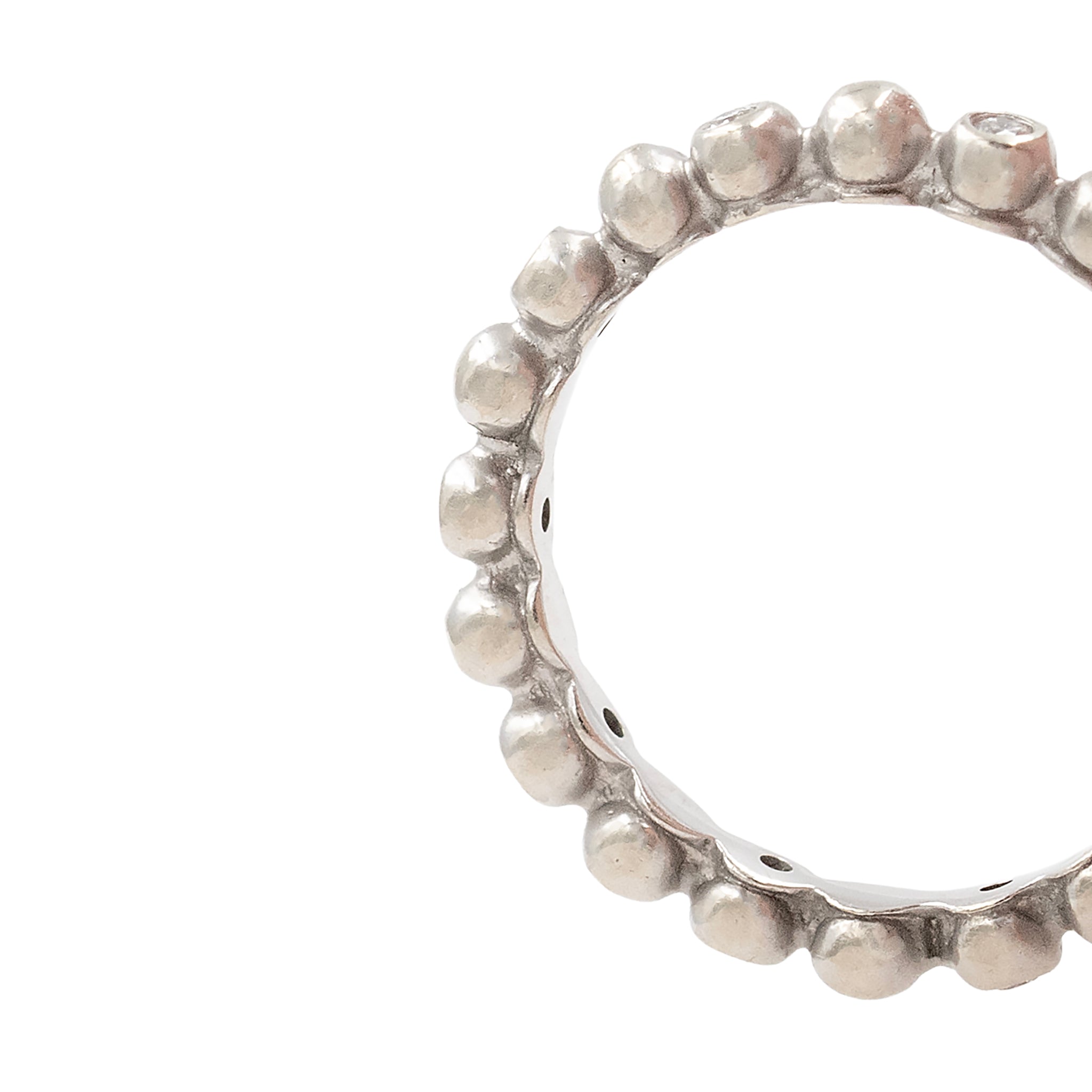 White Gold Bubble Band With Diamonds