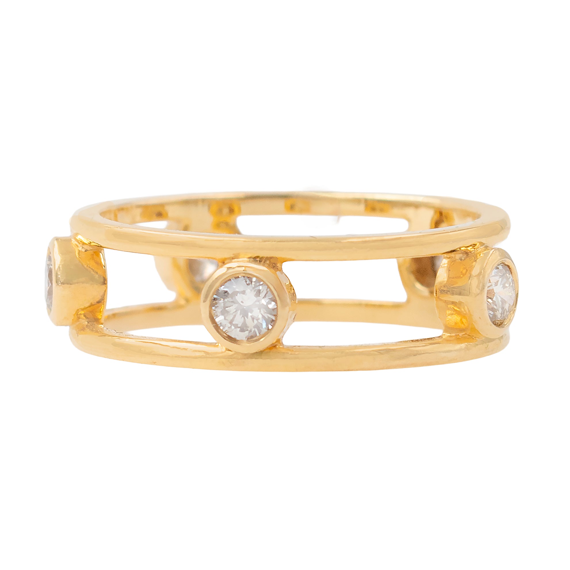 Bezel Set Diamond Openwork Band Ring