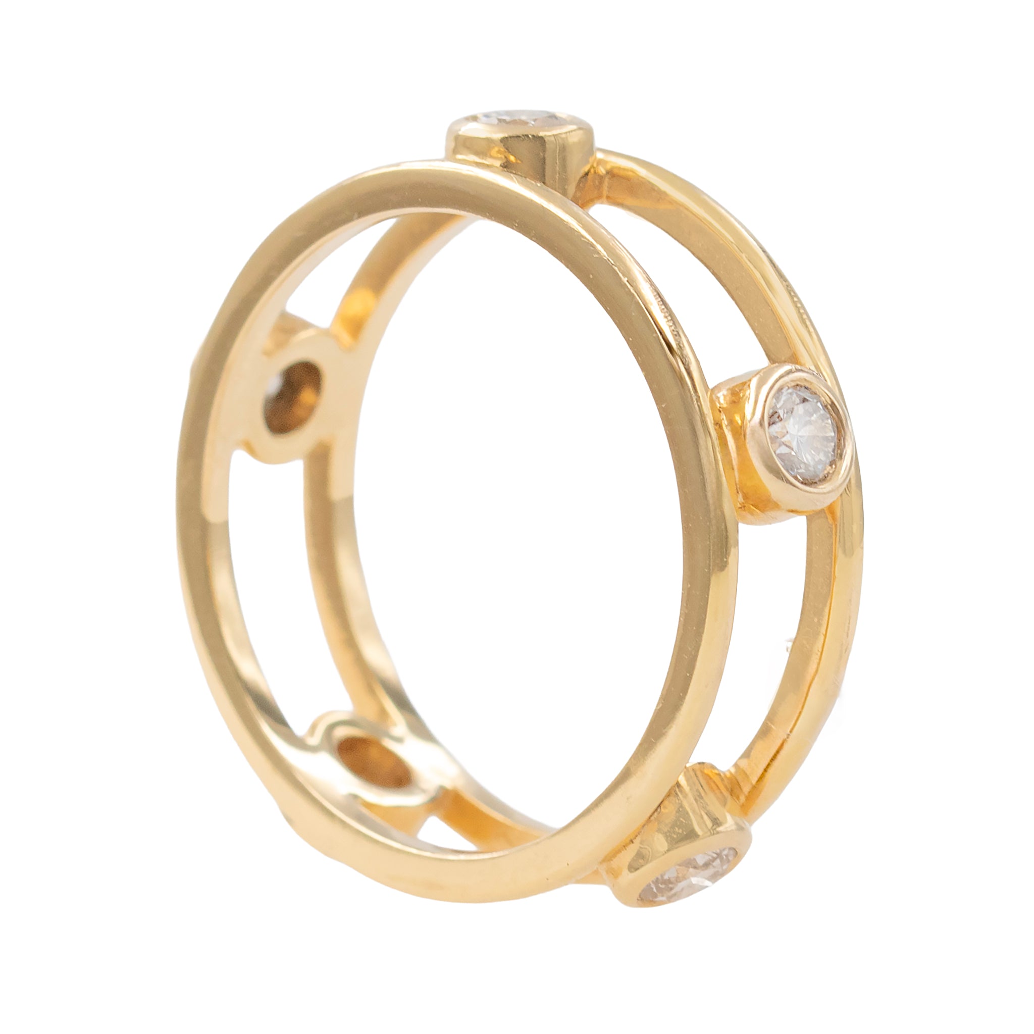 Bezel Set Diamond Openwork Band Ring