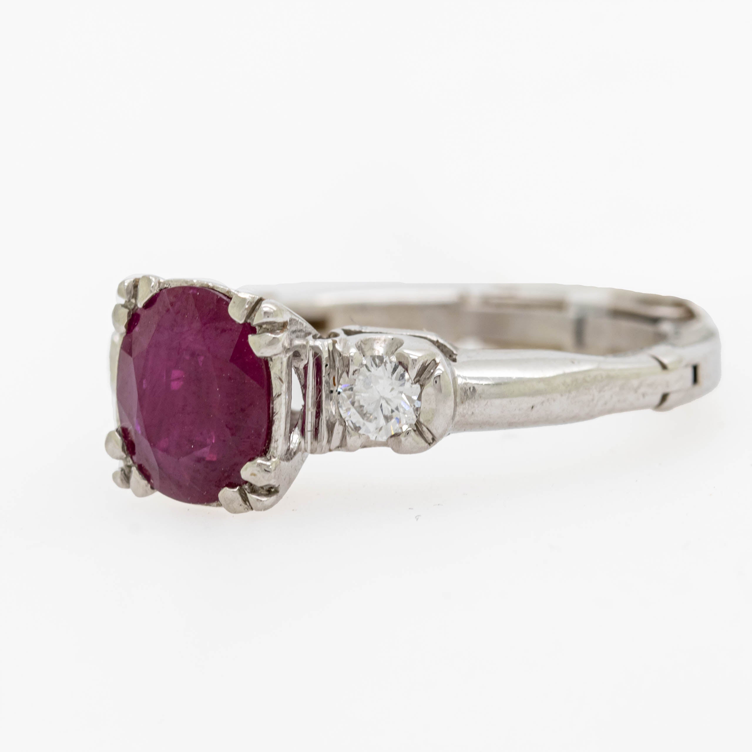 Round Ruby Ring With Side Diamonds