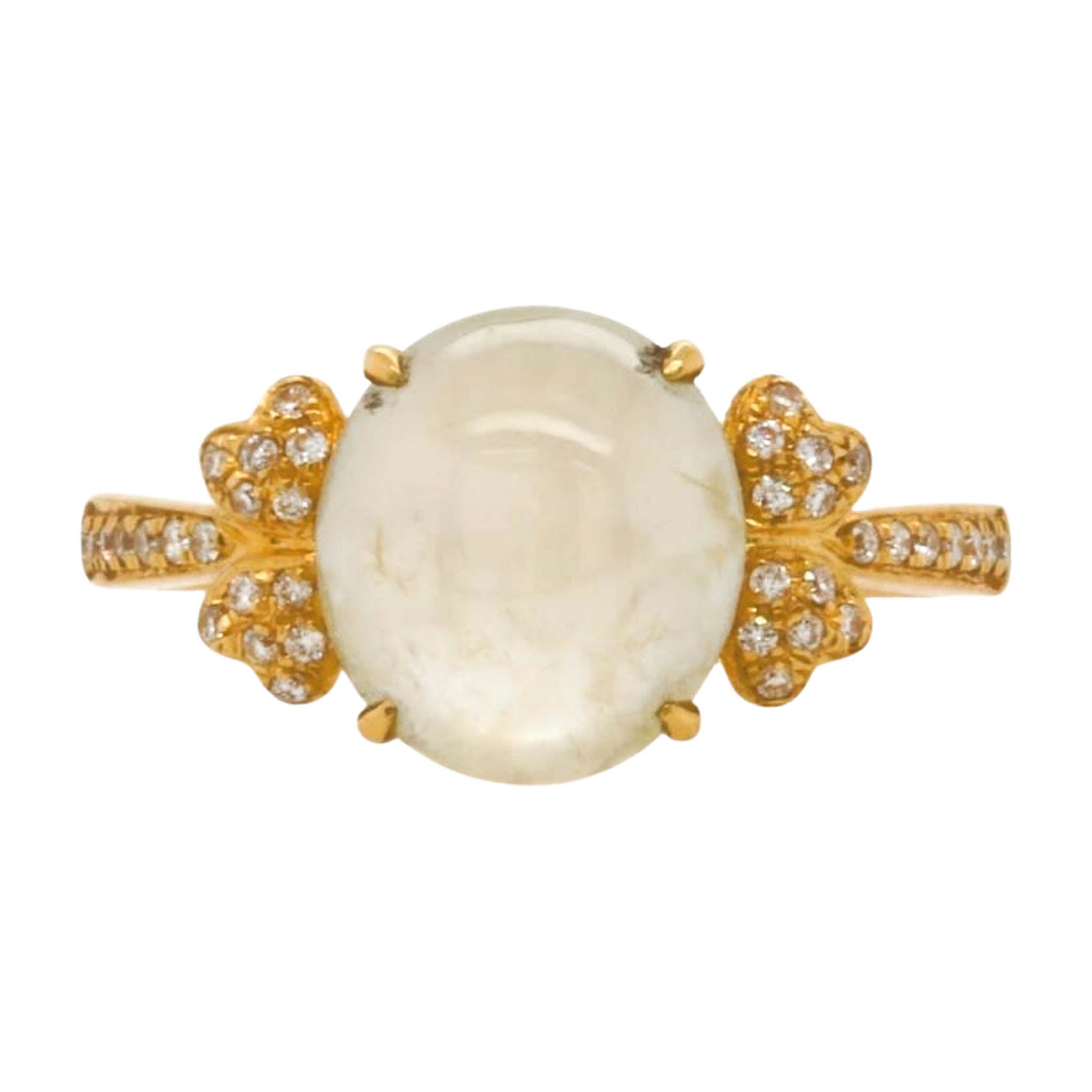 Prehnite Ring With Diamonds