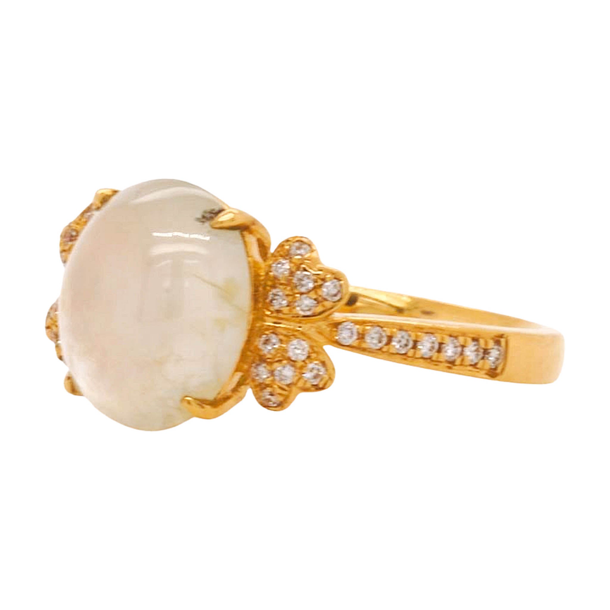 Prehnite Ring With Diamonds