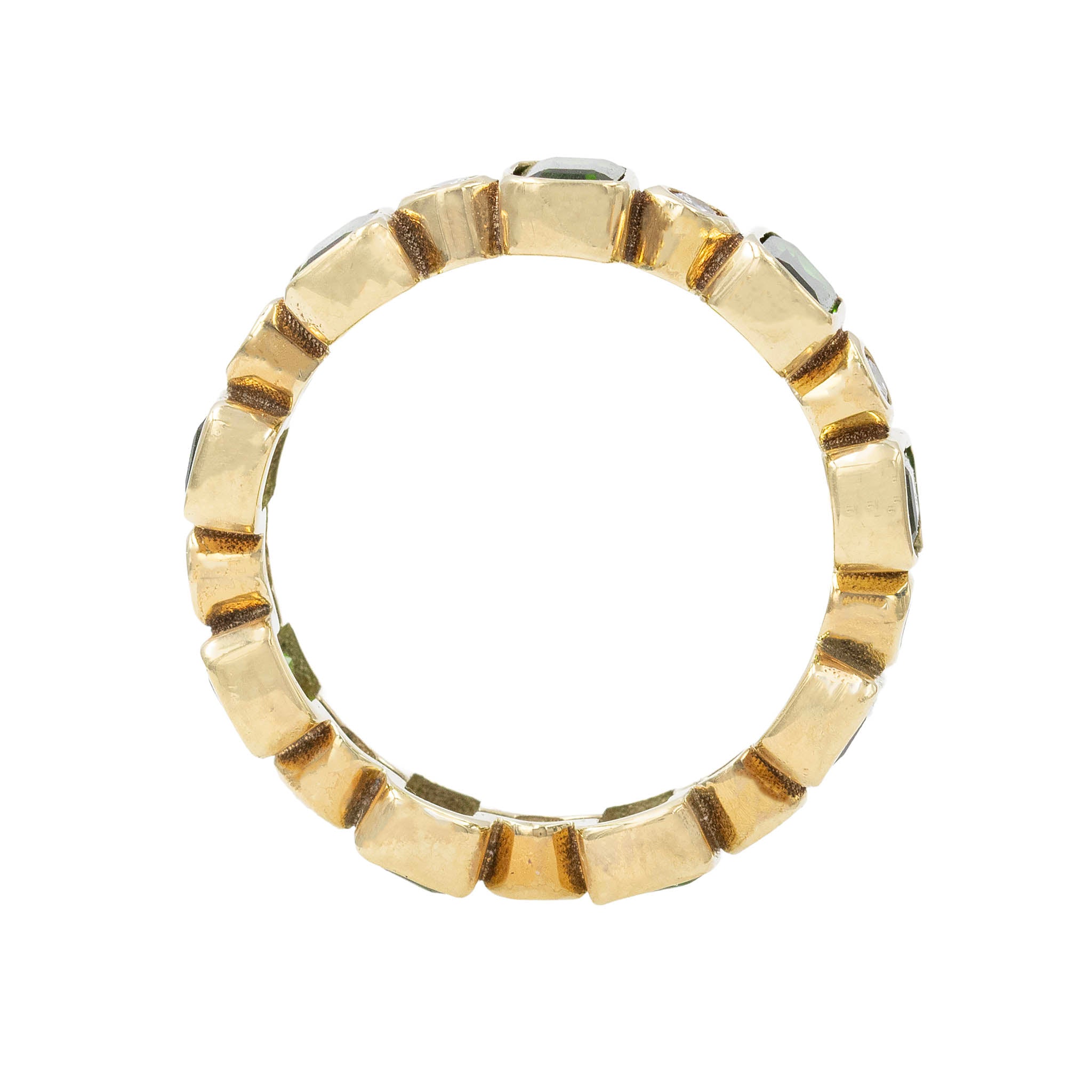 Bezel Set Chrome Diopside And Diamond Alternating Band