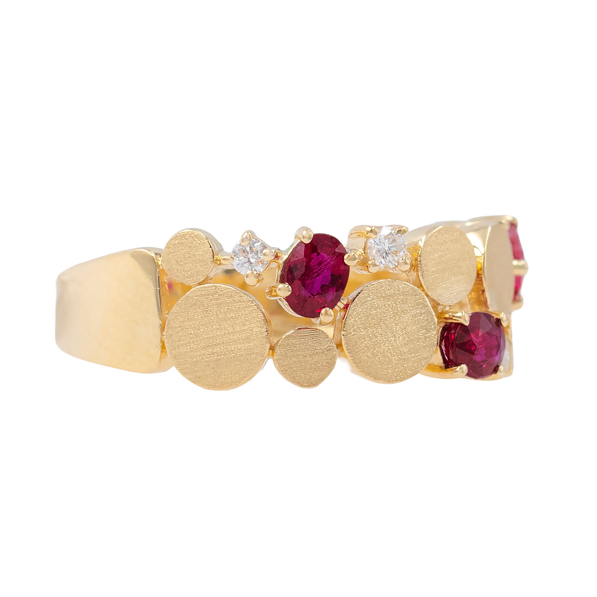 Ruby And Diamond Nugget Band Ring