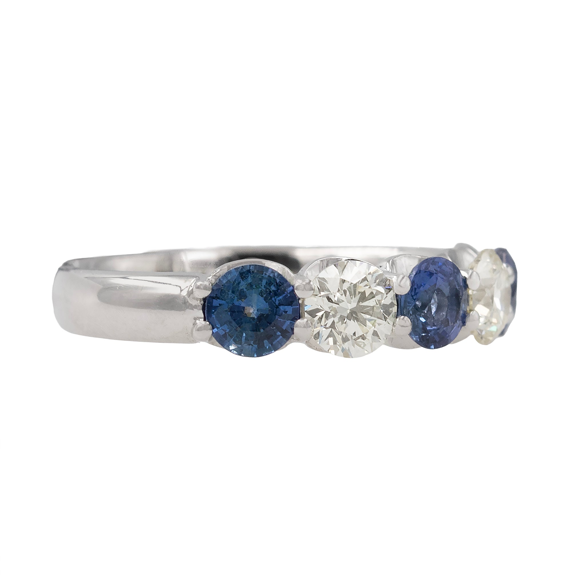 Sapphire And Diamond Five Stone Band Ring