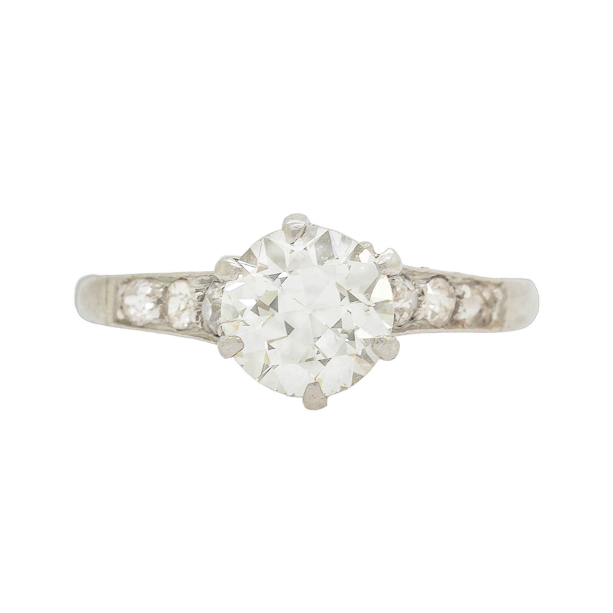 Estate Diamond Engagement Ring With Round Diamonds On Shank