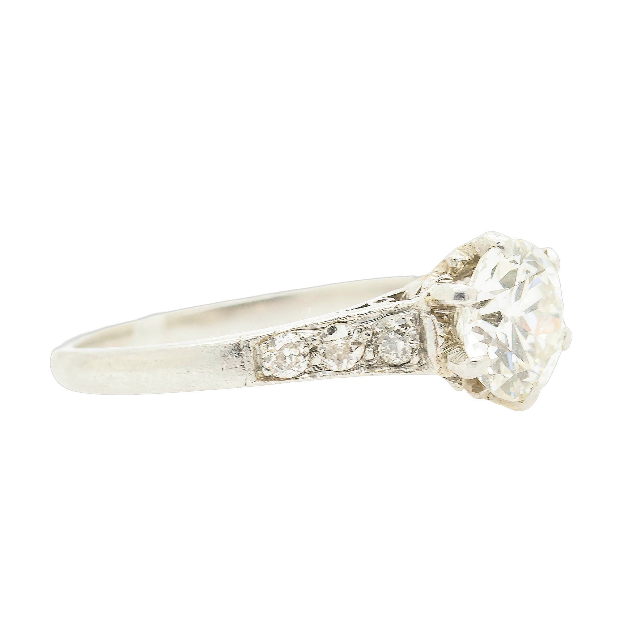 Estate Diamond Engagement Ring With Round Diamonds On Shank