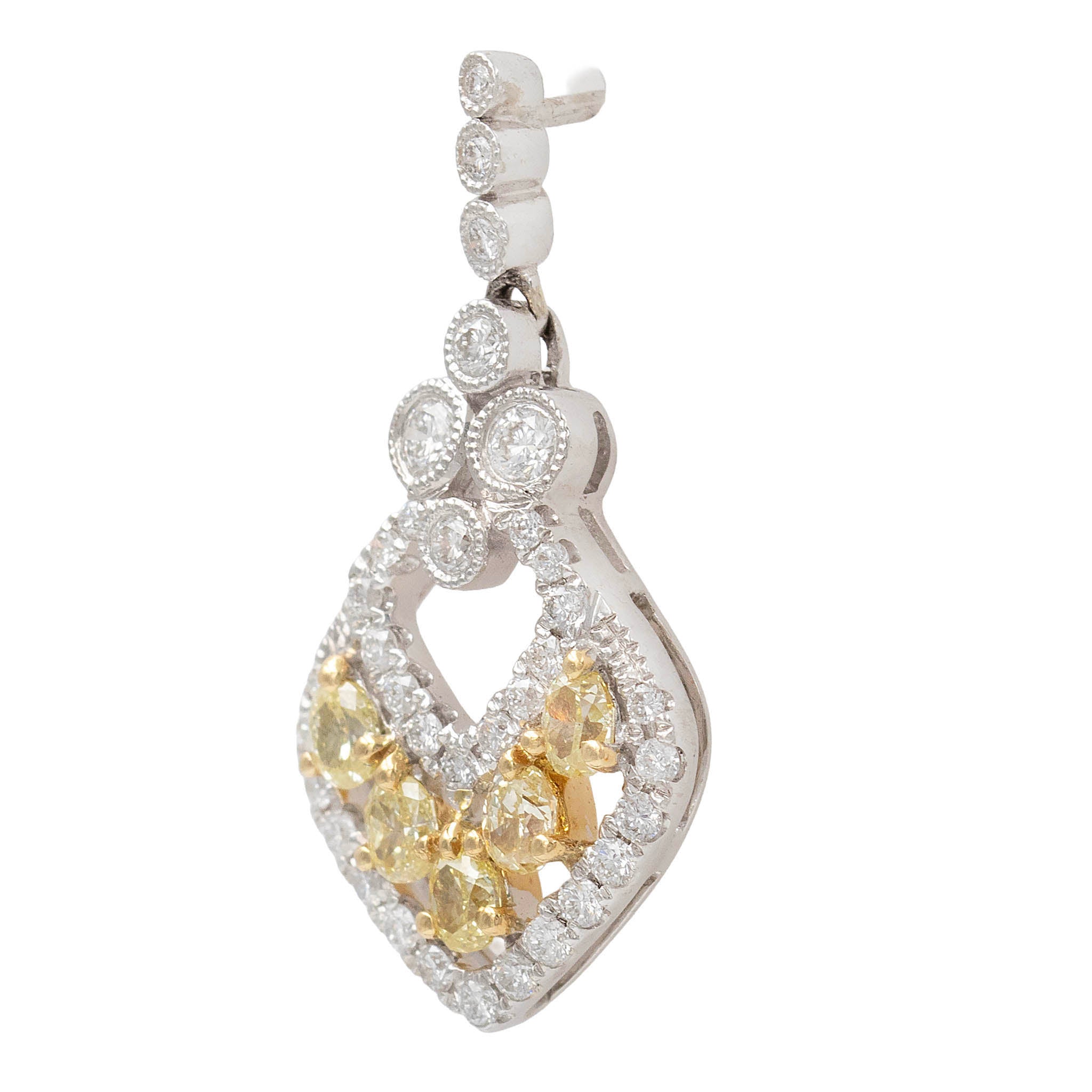 Yellow And White Diamond Dressy Drop Earrings