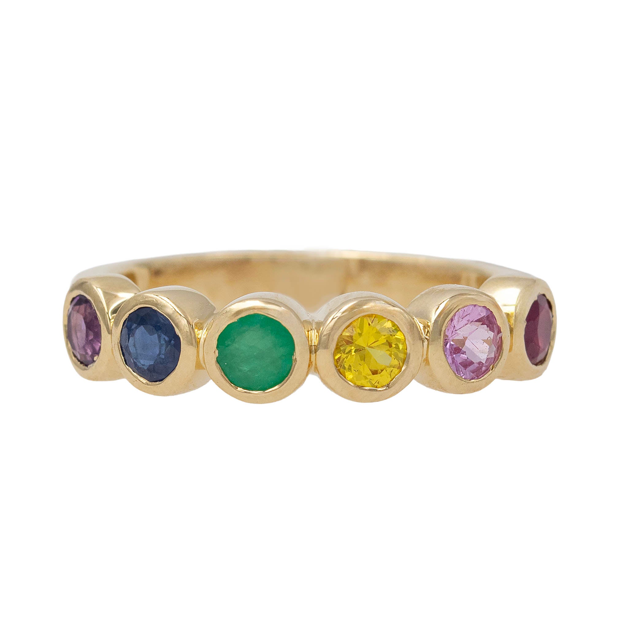 Bezel Set Rainbow Sapphire Band