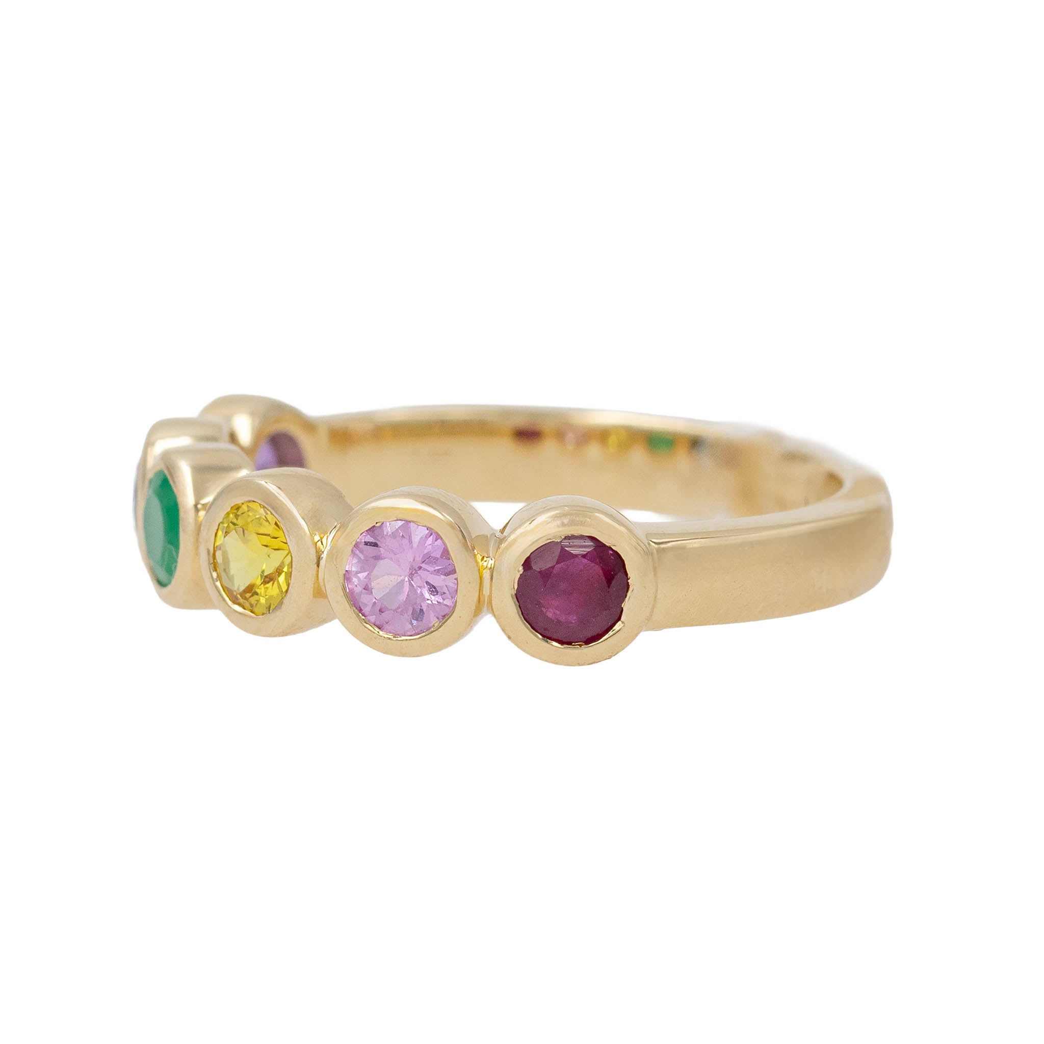 Bezel Set Rainbow Sapphire Band