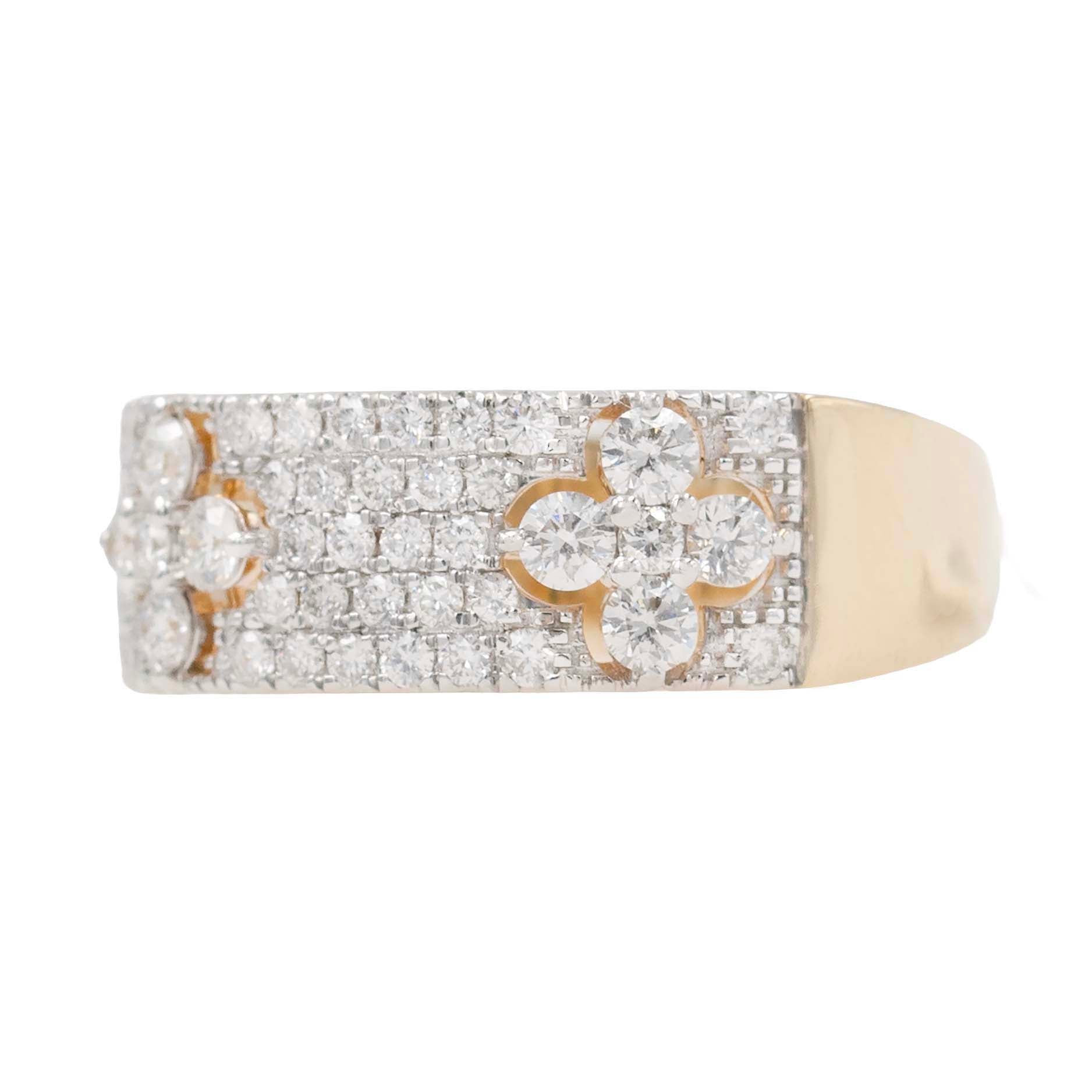Wide Pave Diamond Band With Cutout Clover