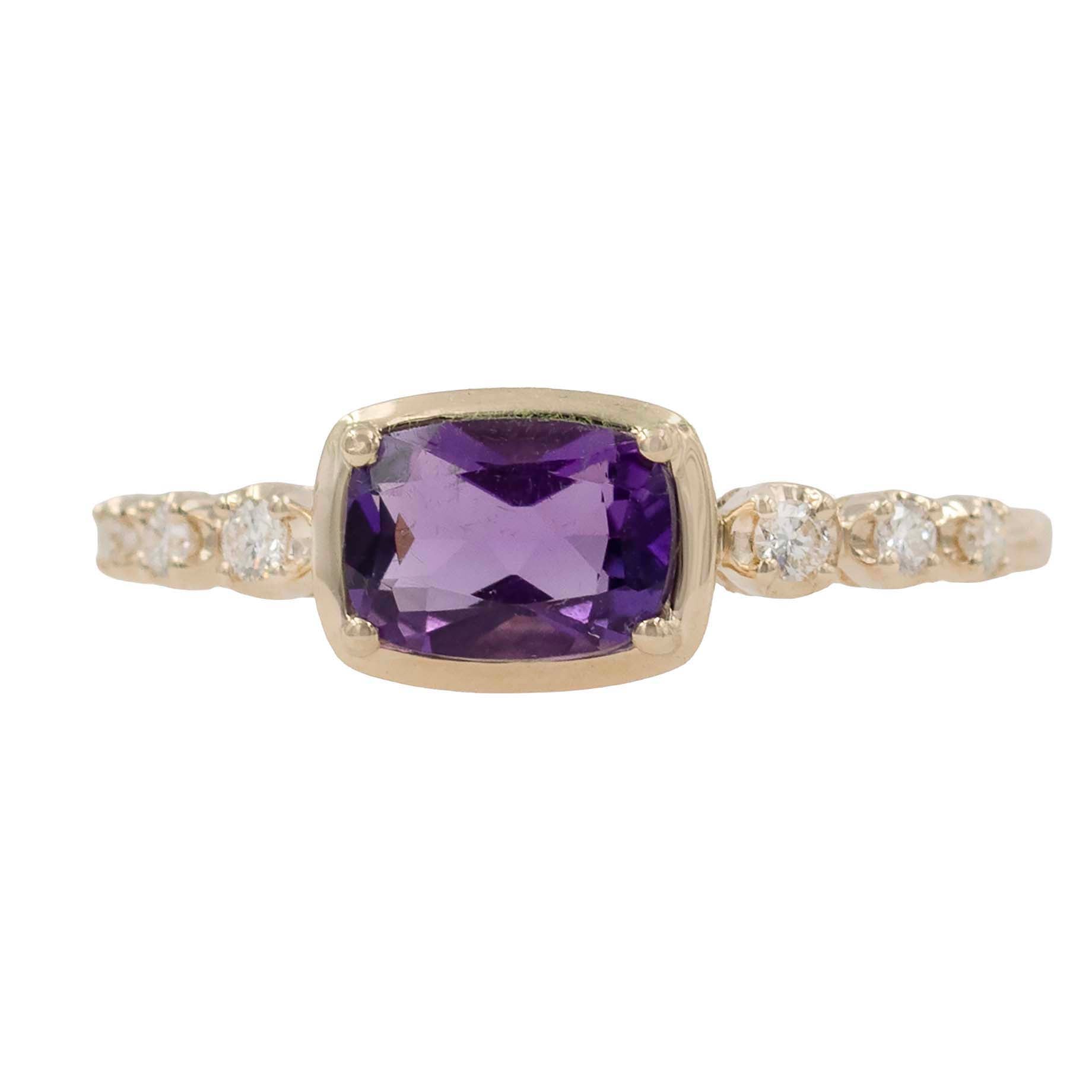 Amethyst Ring With Side Diamonds
