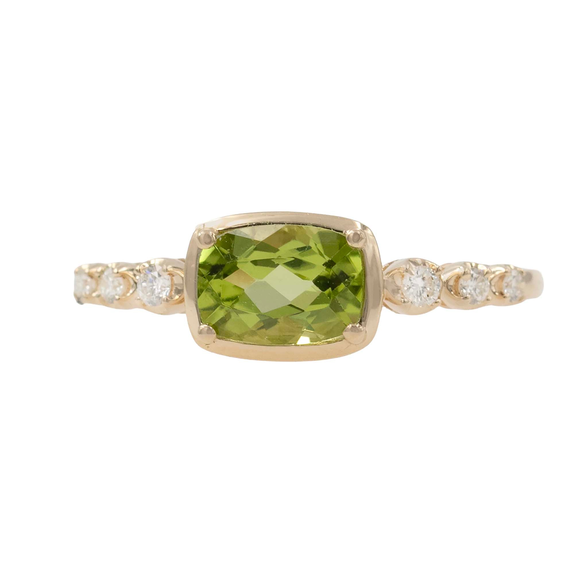 Peridot Ring With Side Diamonds