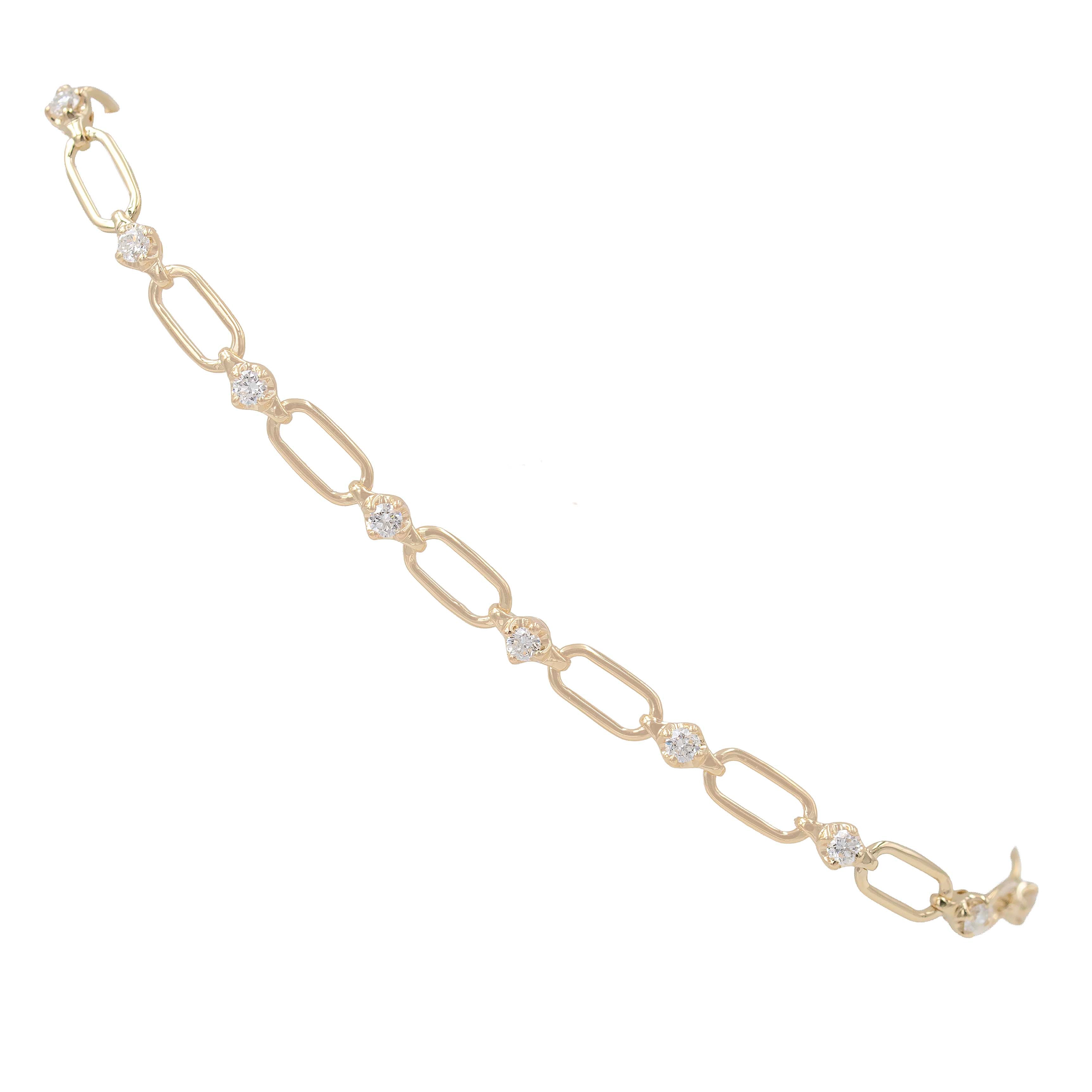 Rectangular Link Line Bracelet With Diamonds