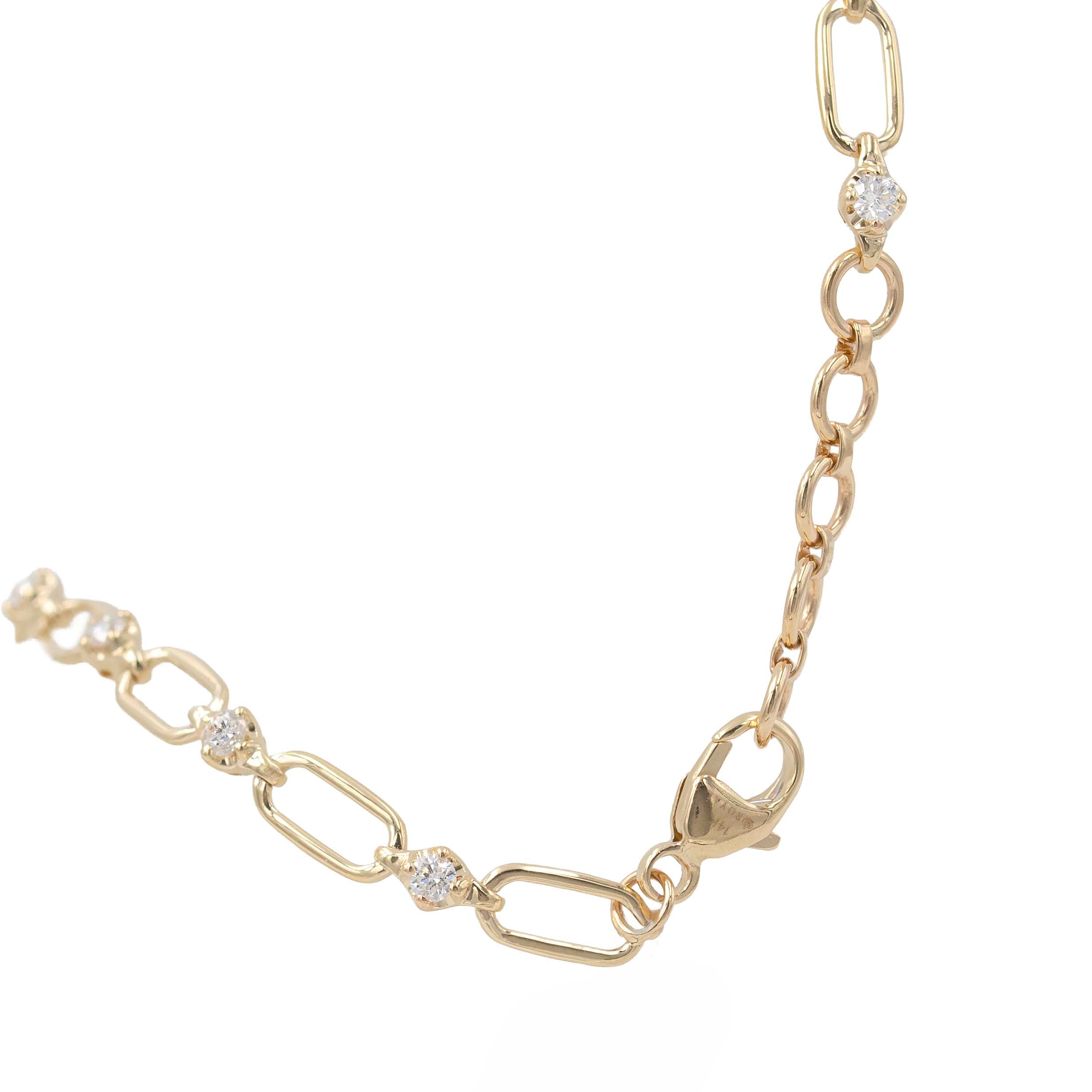 Rectangular Link Line Bracelet With Diamonds