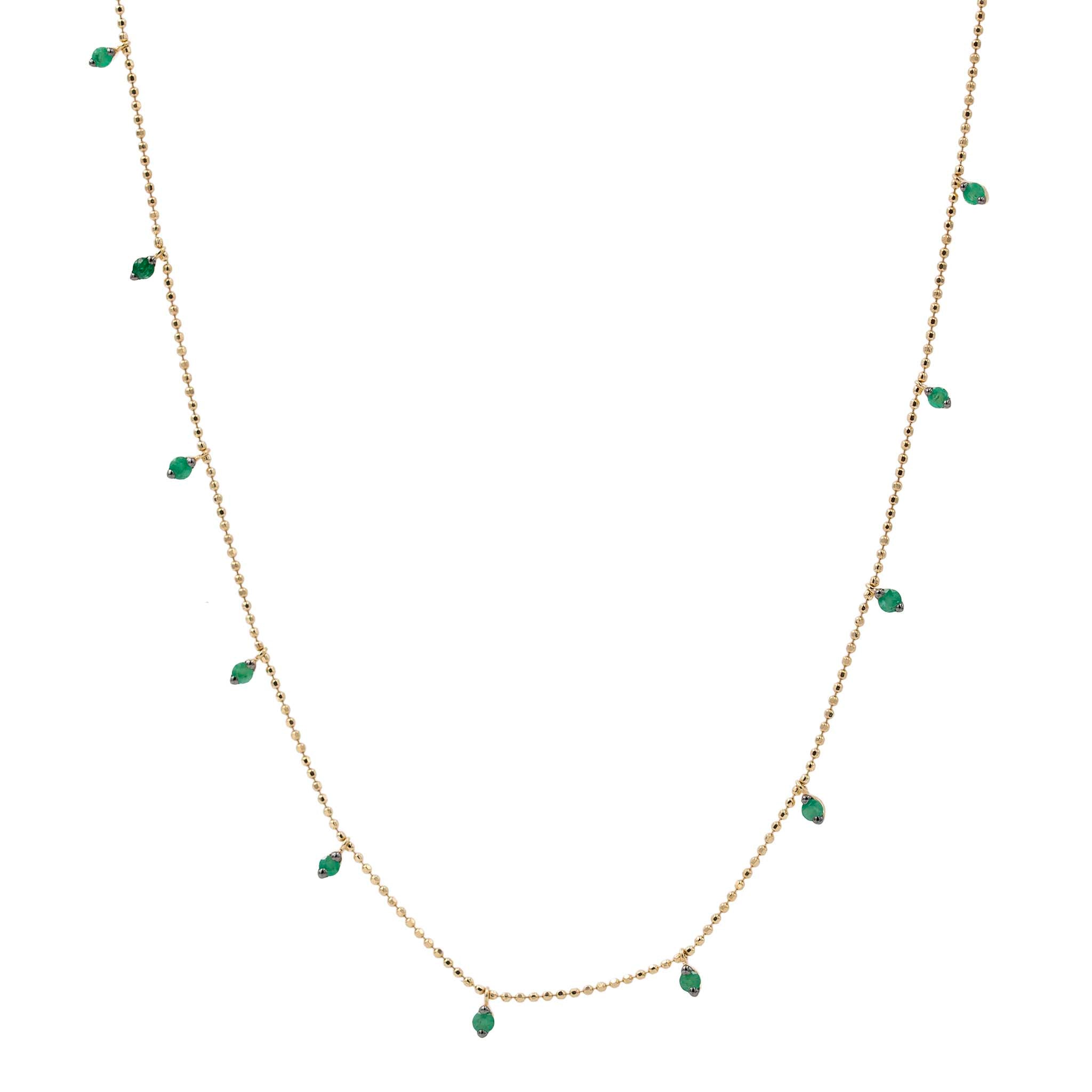 Emerald Drop Necklace On Beaded Chain