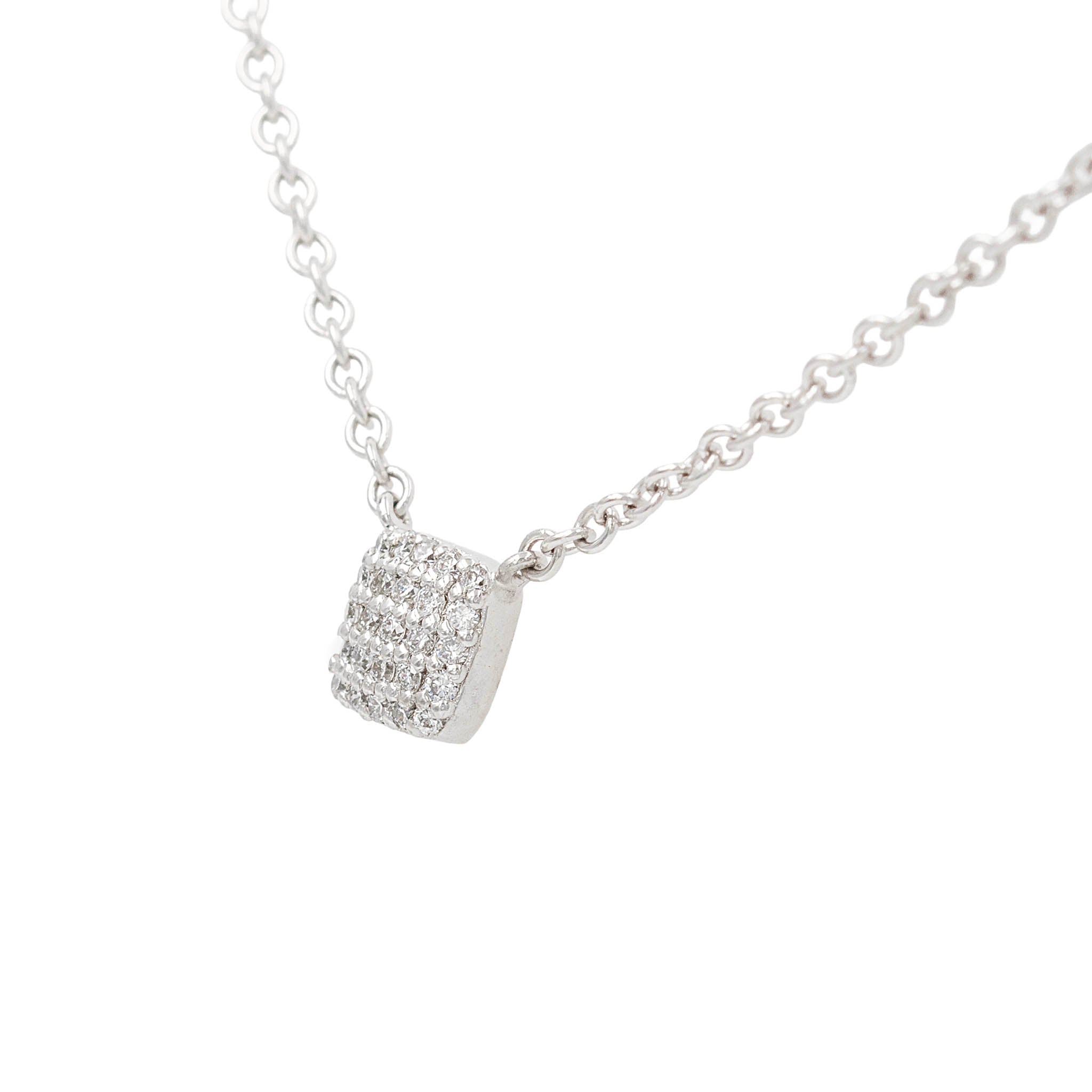 Square Pave Diamond Pendant Necklace