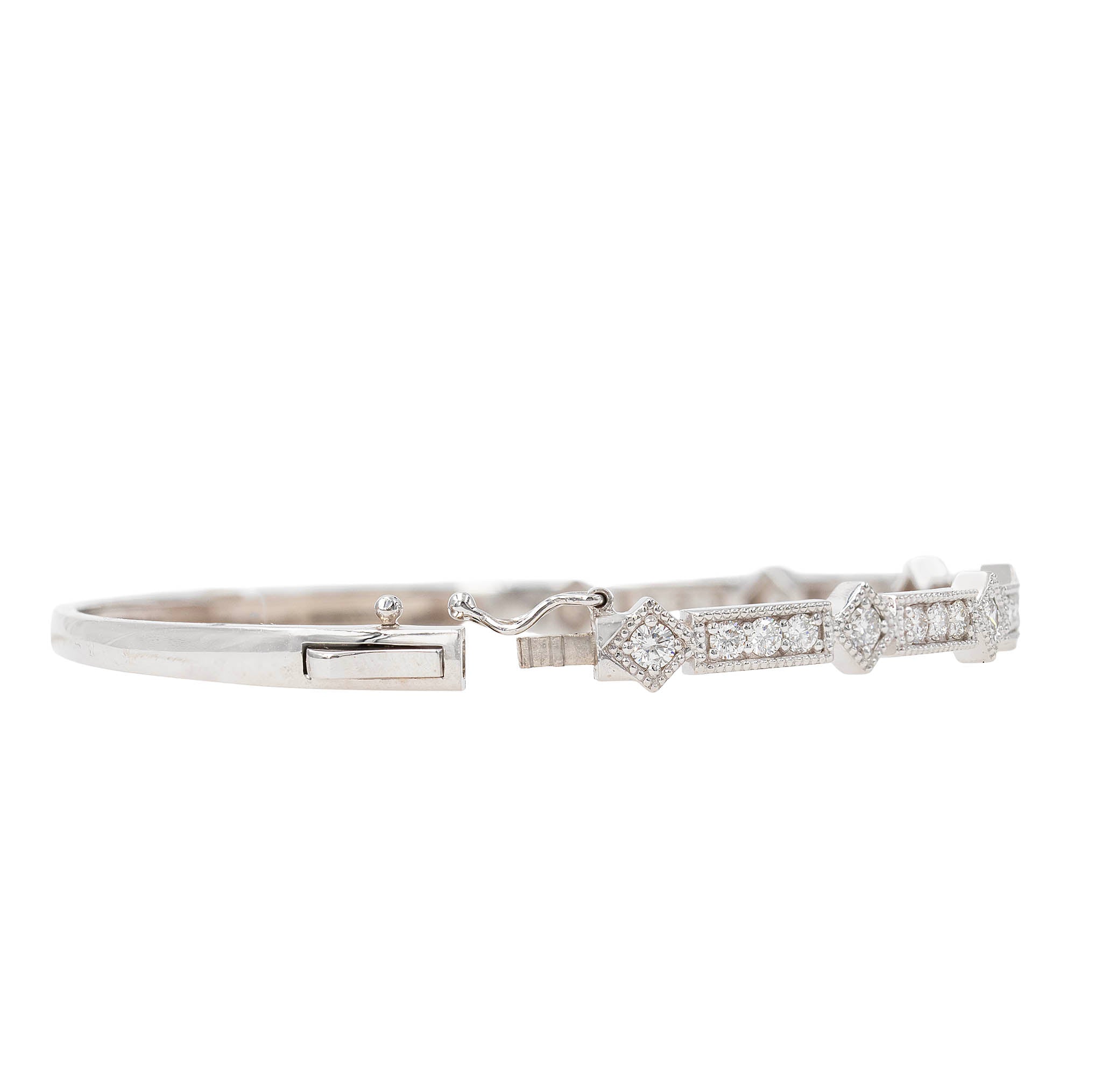 Platinum Art Deco Style Diamond Bangle Bracelet