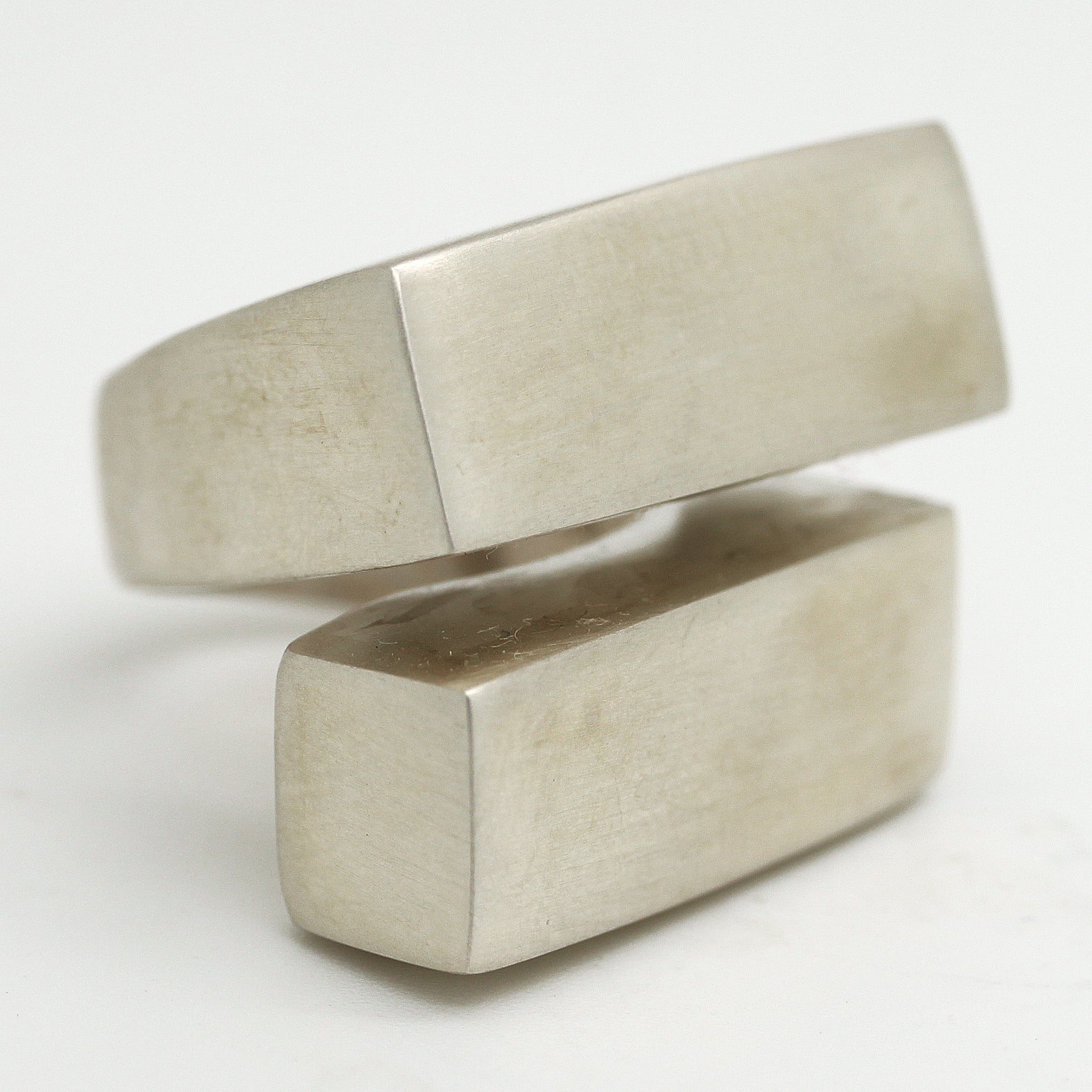 sculptural brushed silver ring