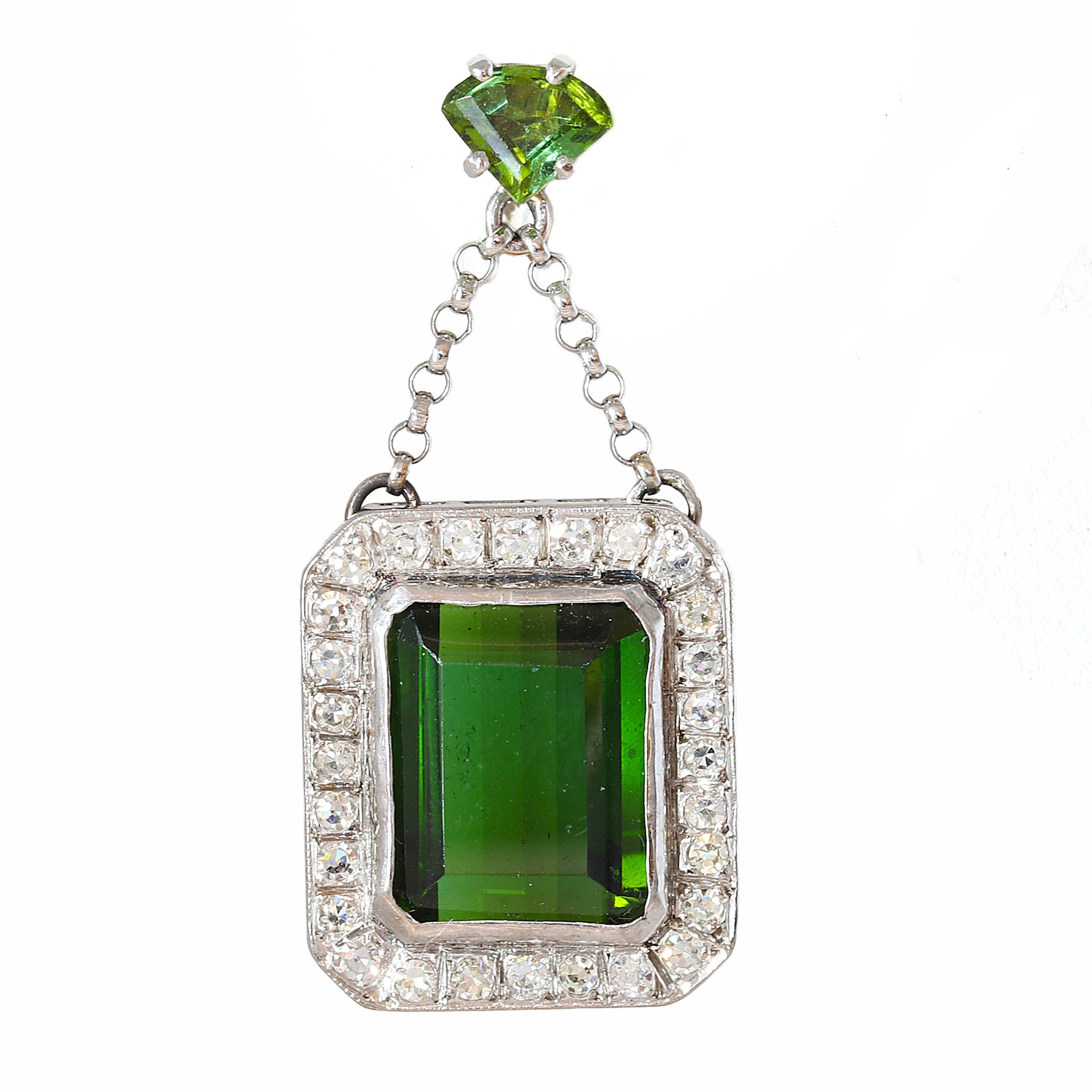 Green Tourmaline & Diamond Chandelier Earrings