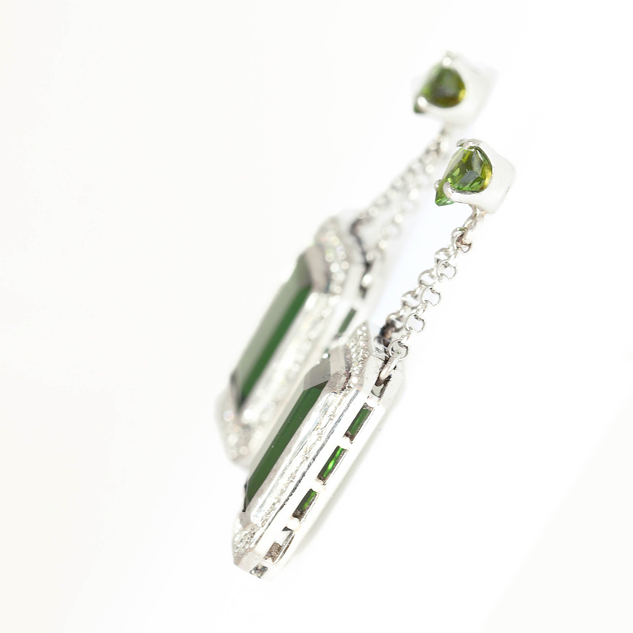 Green Tourmaline & Diamond Chandelier Earrings