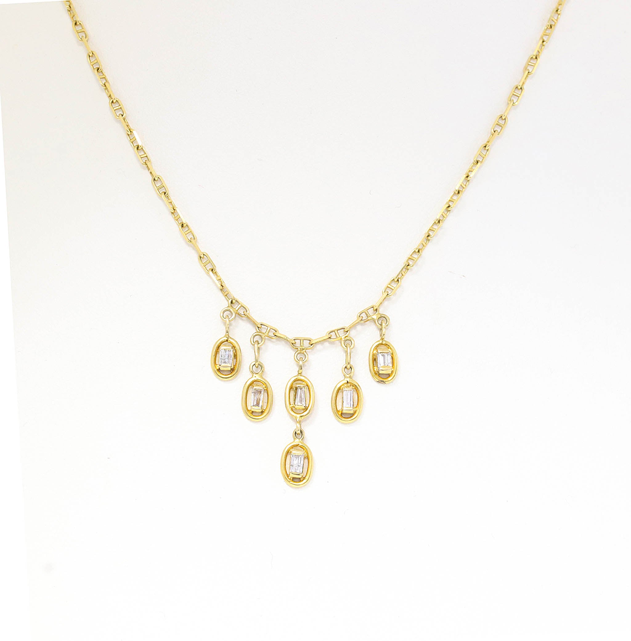 Baguette Diamond Drop Necklace