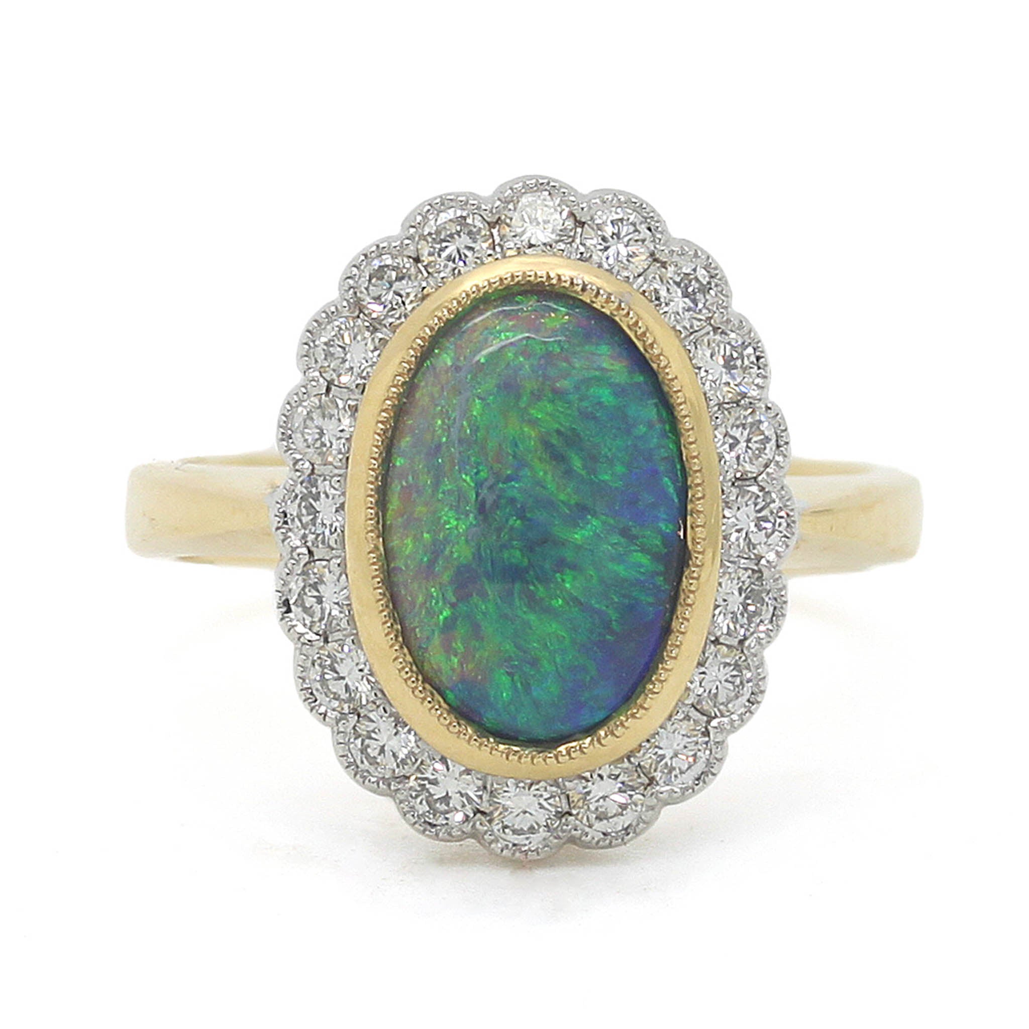 Black Opal & Diamond Ring