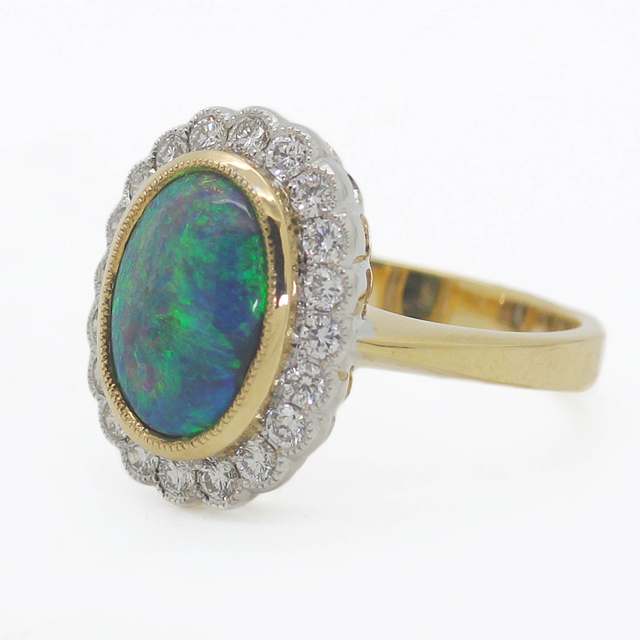 Black Opal & Diamond Ring