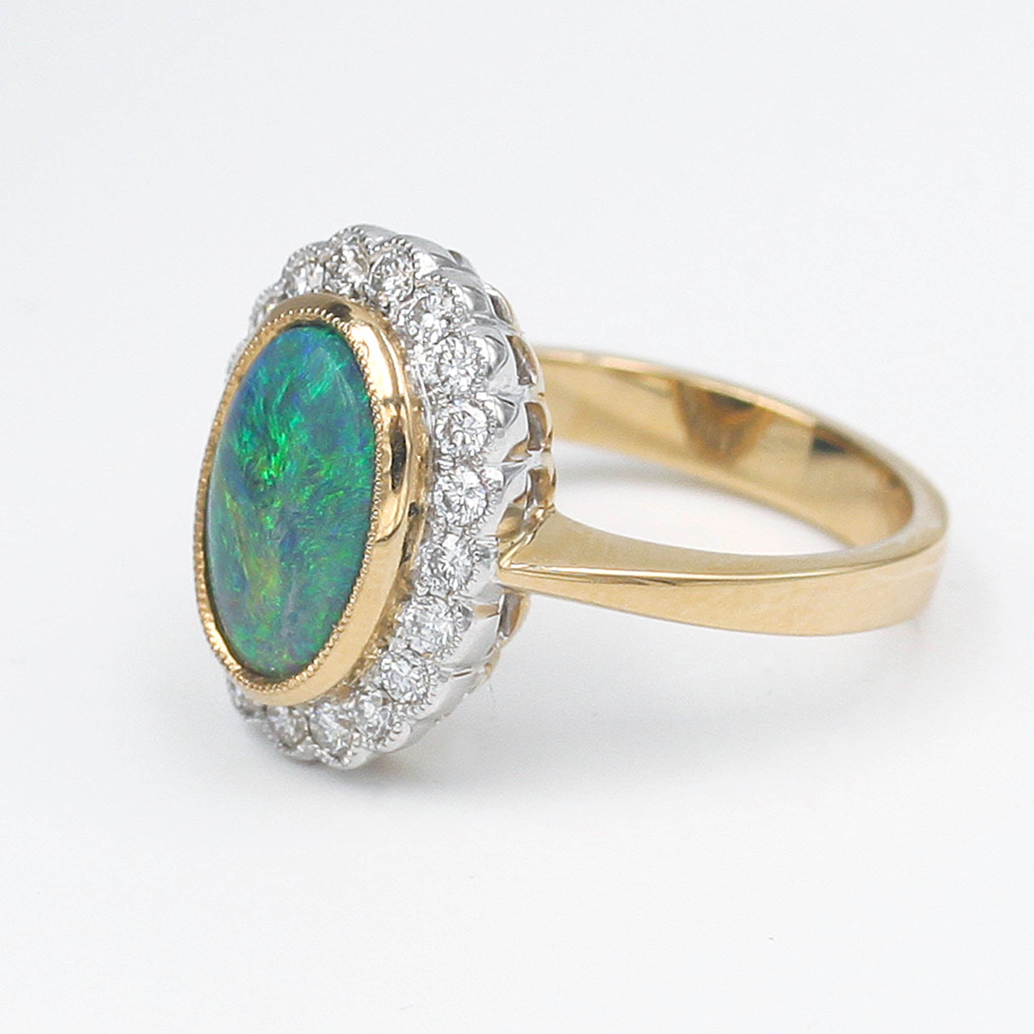 Black Opal & Diamond Ring